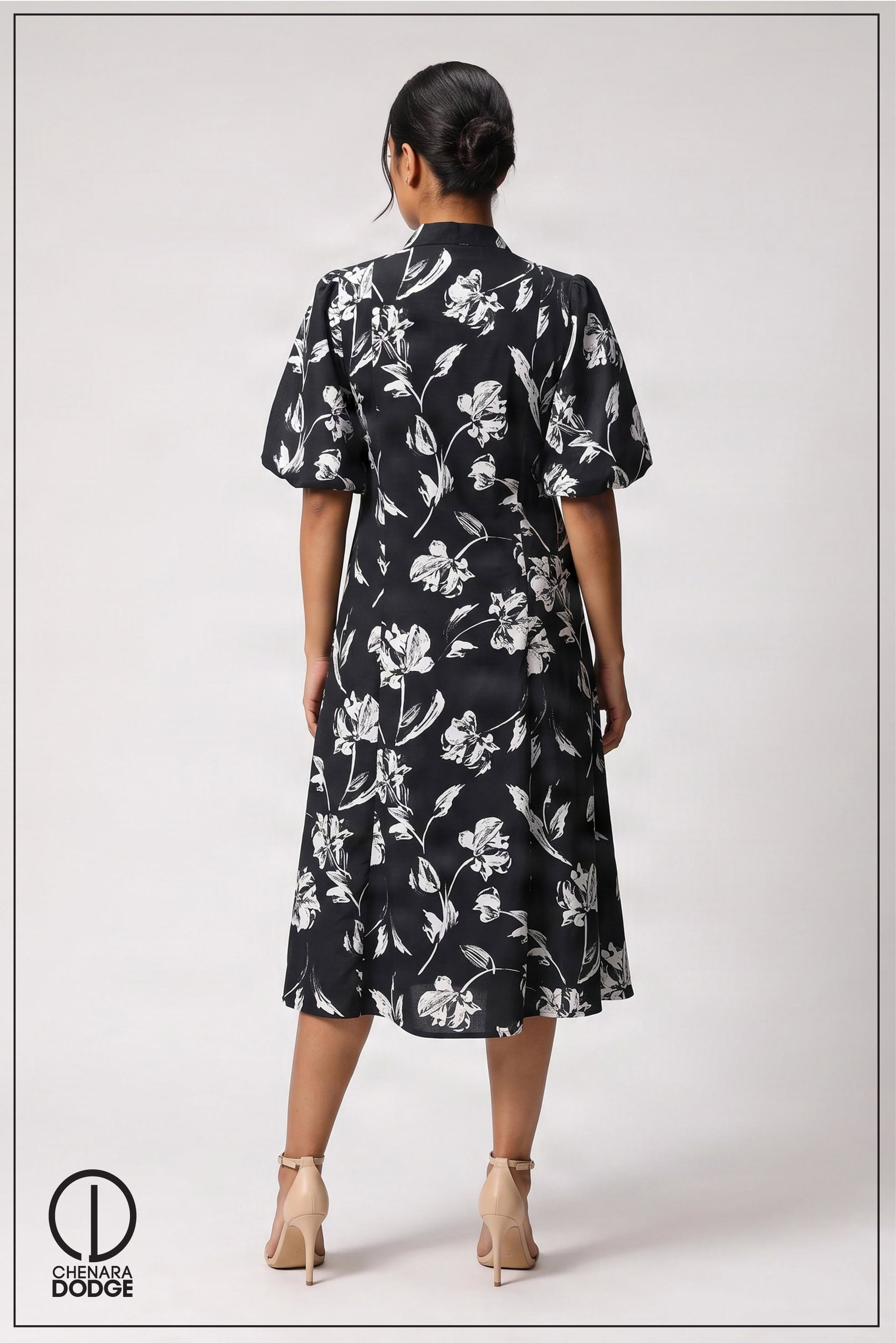 PEYTON PUFF SLEEVE MIDI DRESS