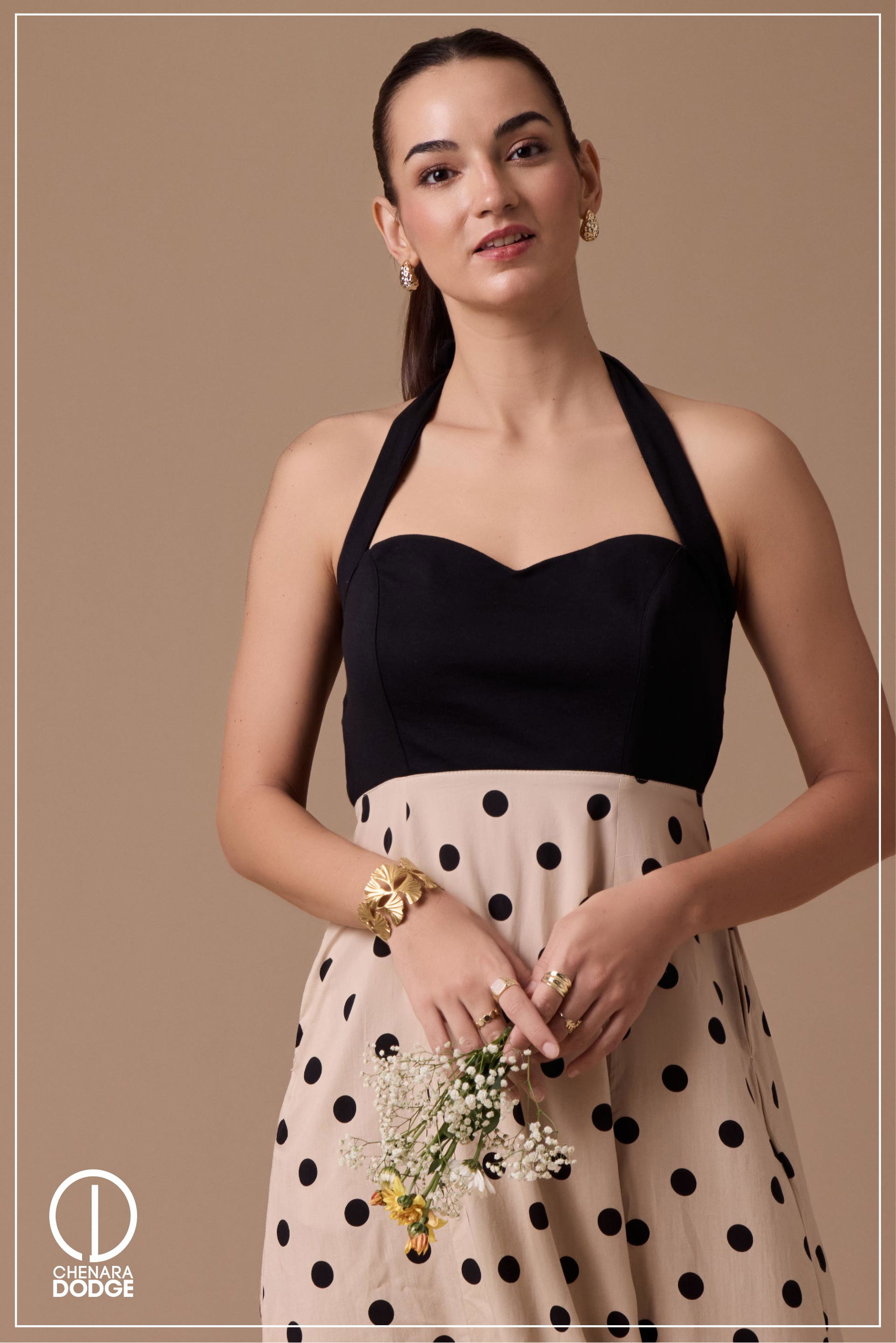 PINKY HALTER NECK MIDI DRESS