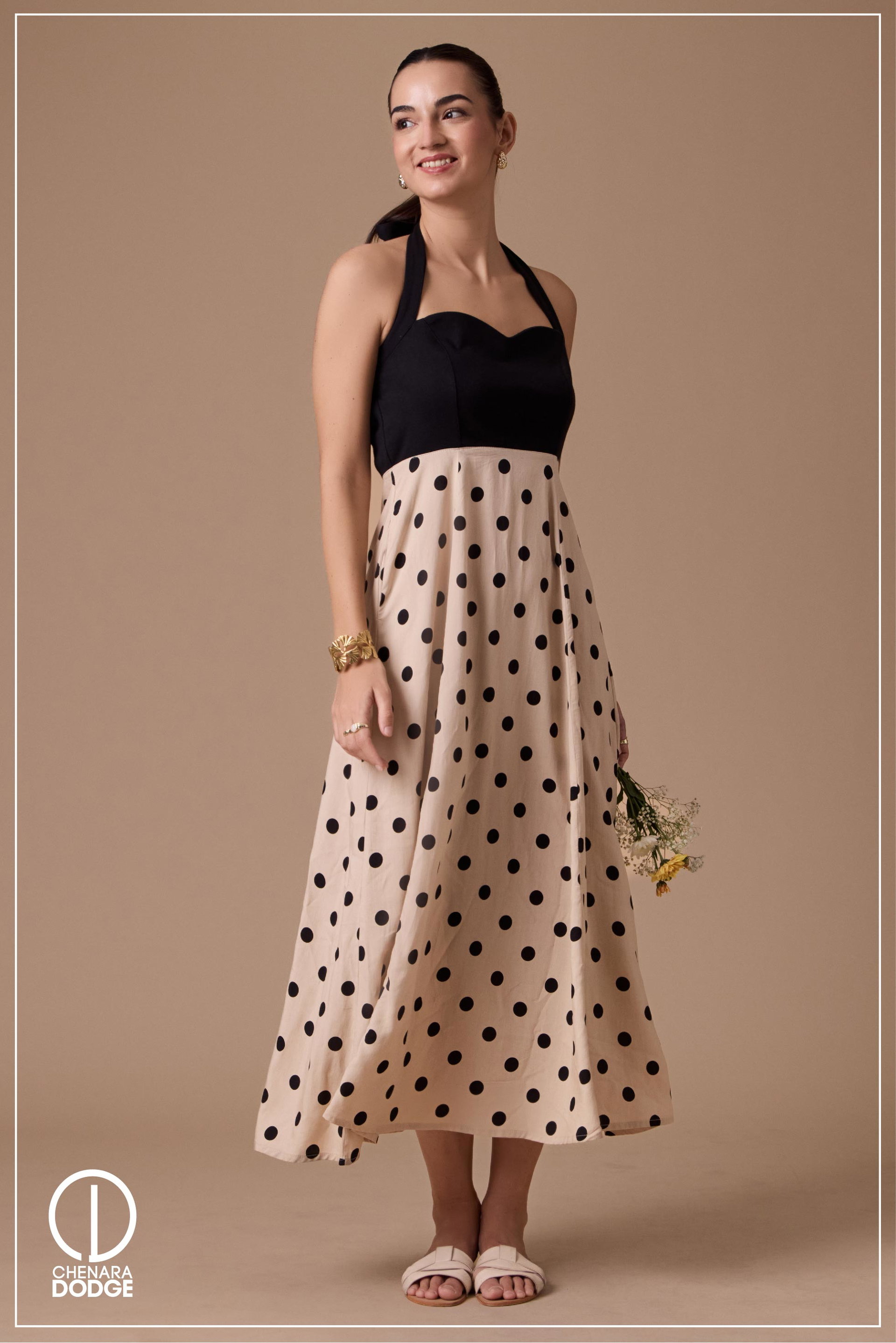 PINKY HALTER NECK MIDI DRESS