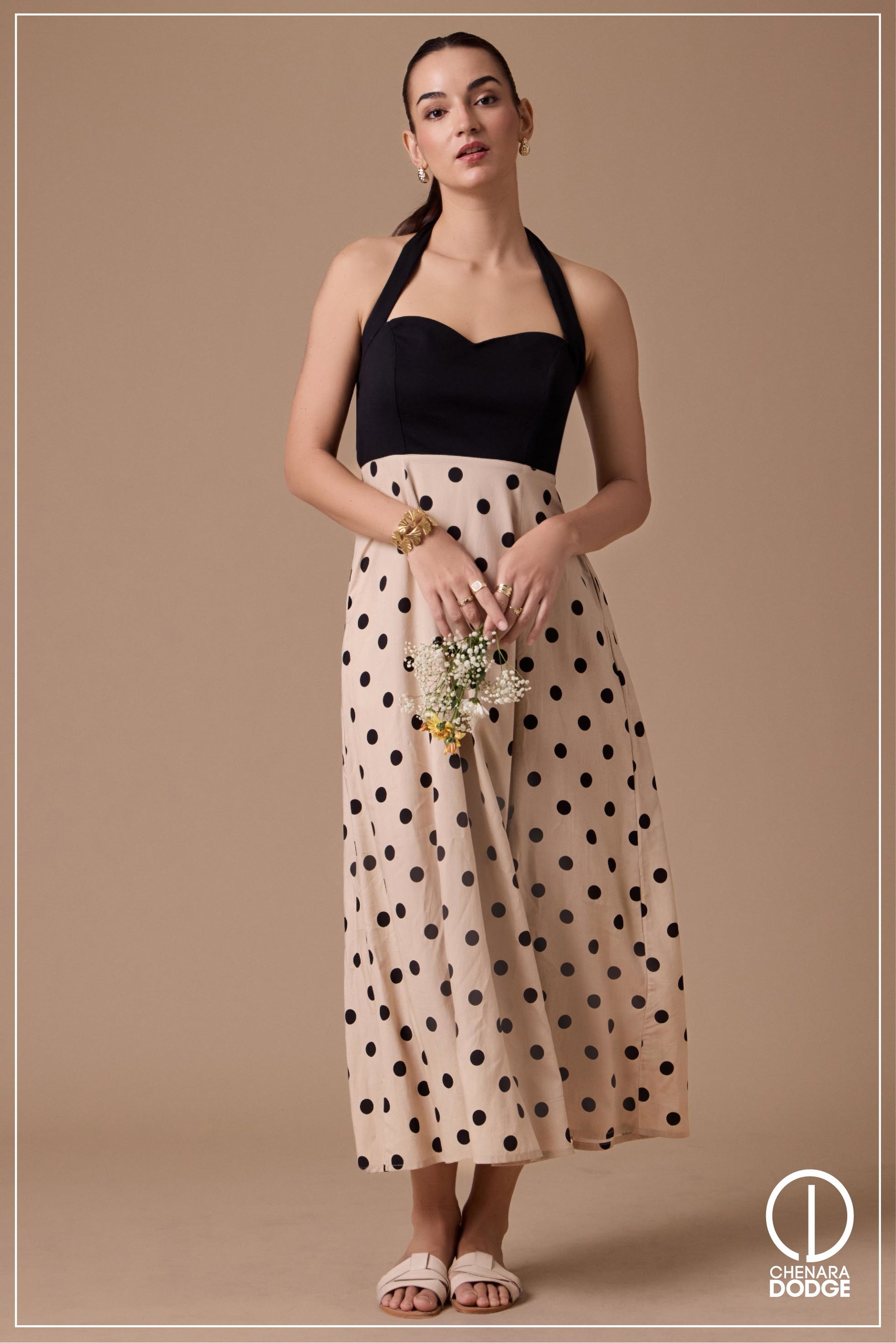 PINKY HALTER NECK MIDI DRESS