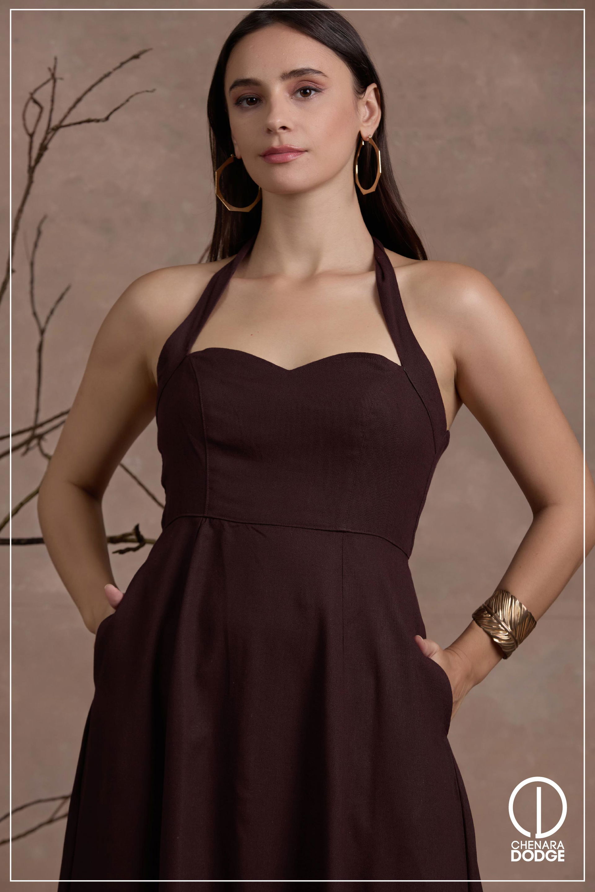 PINKY HALTER NECK MAXI DRESS