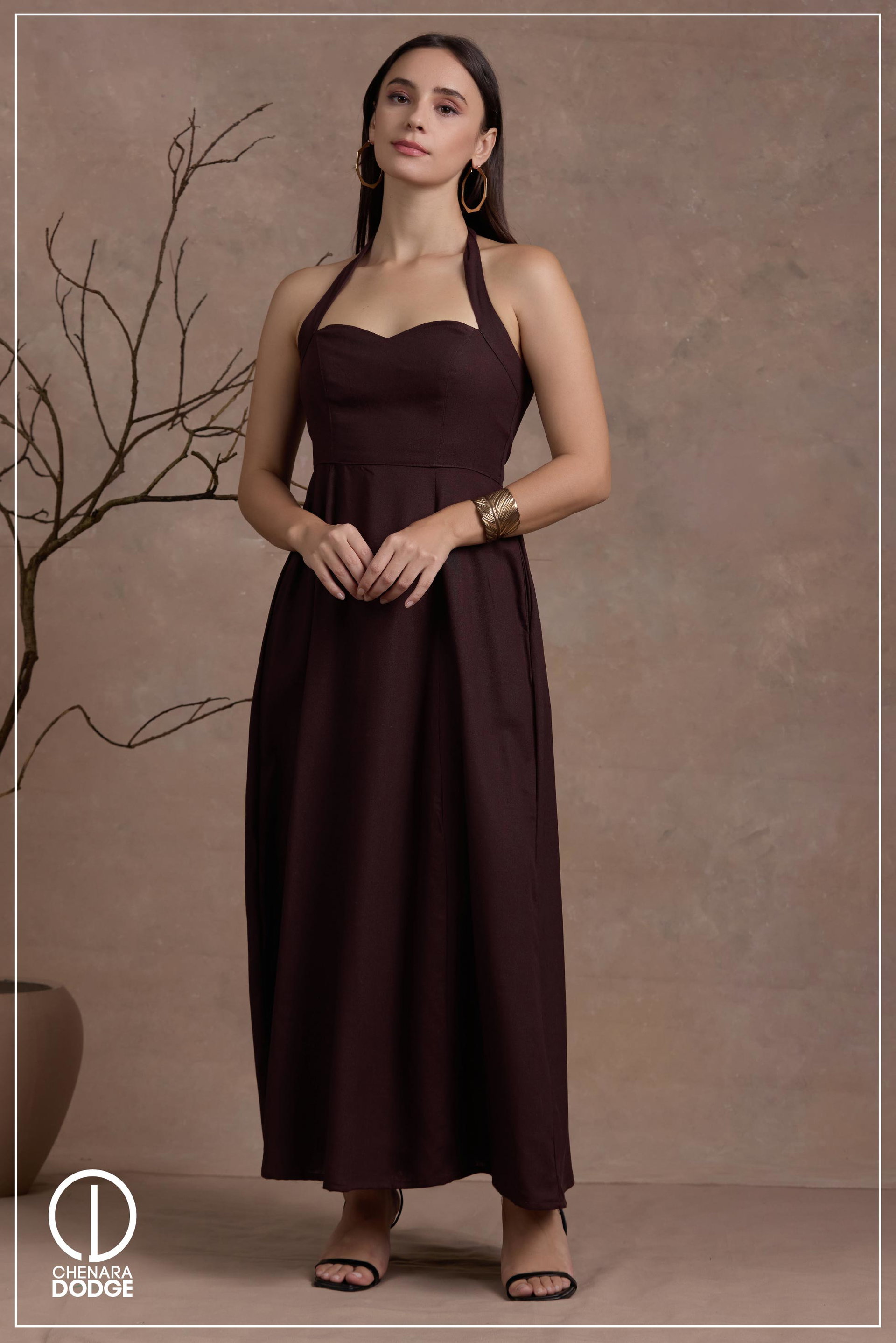 PINKY HALTER NECK MAXI DRESS