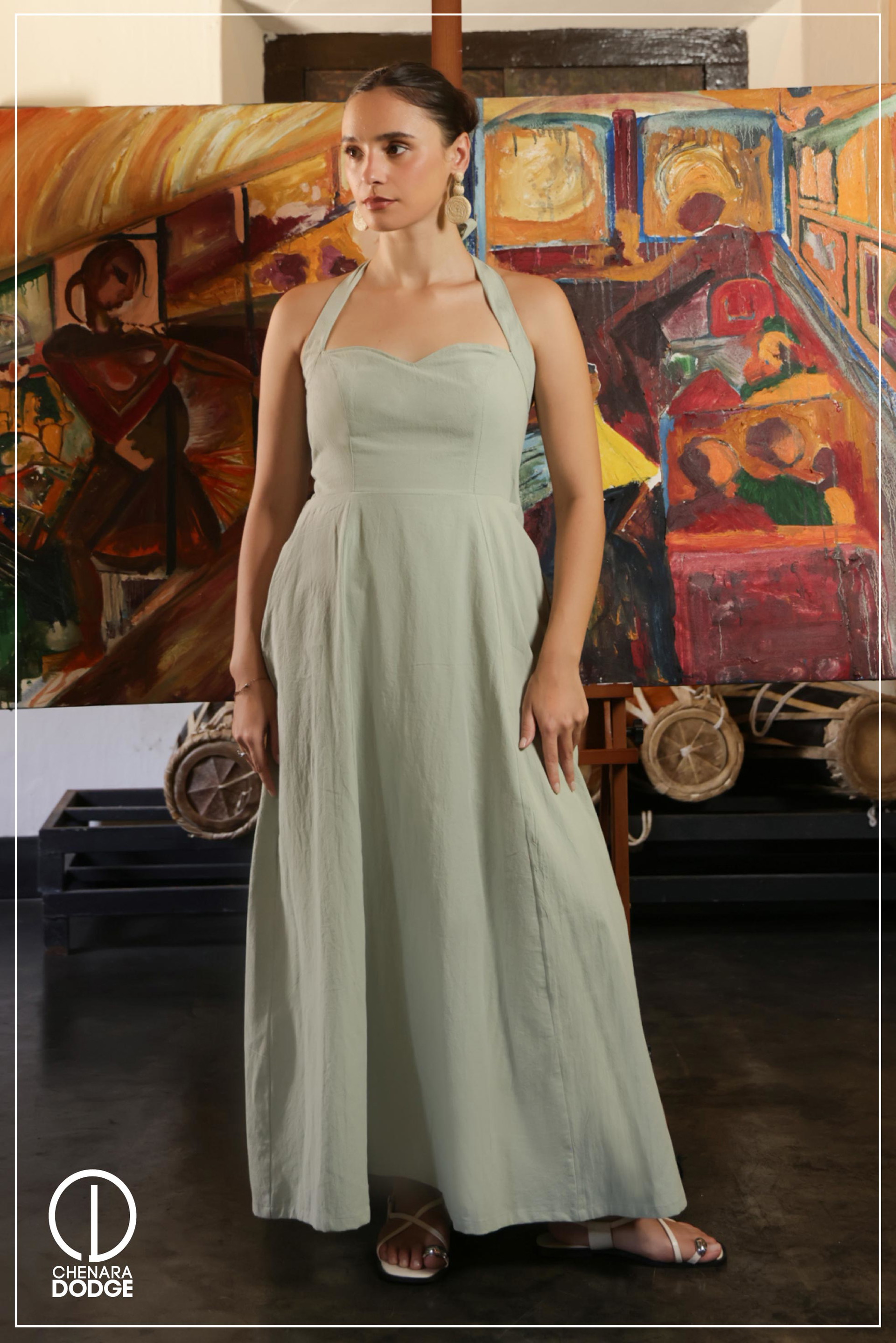 PINKY HALTER NECK MAXI DRESS