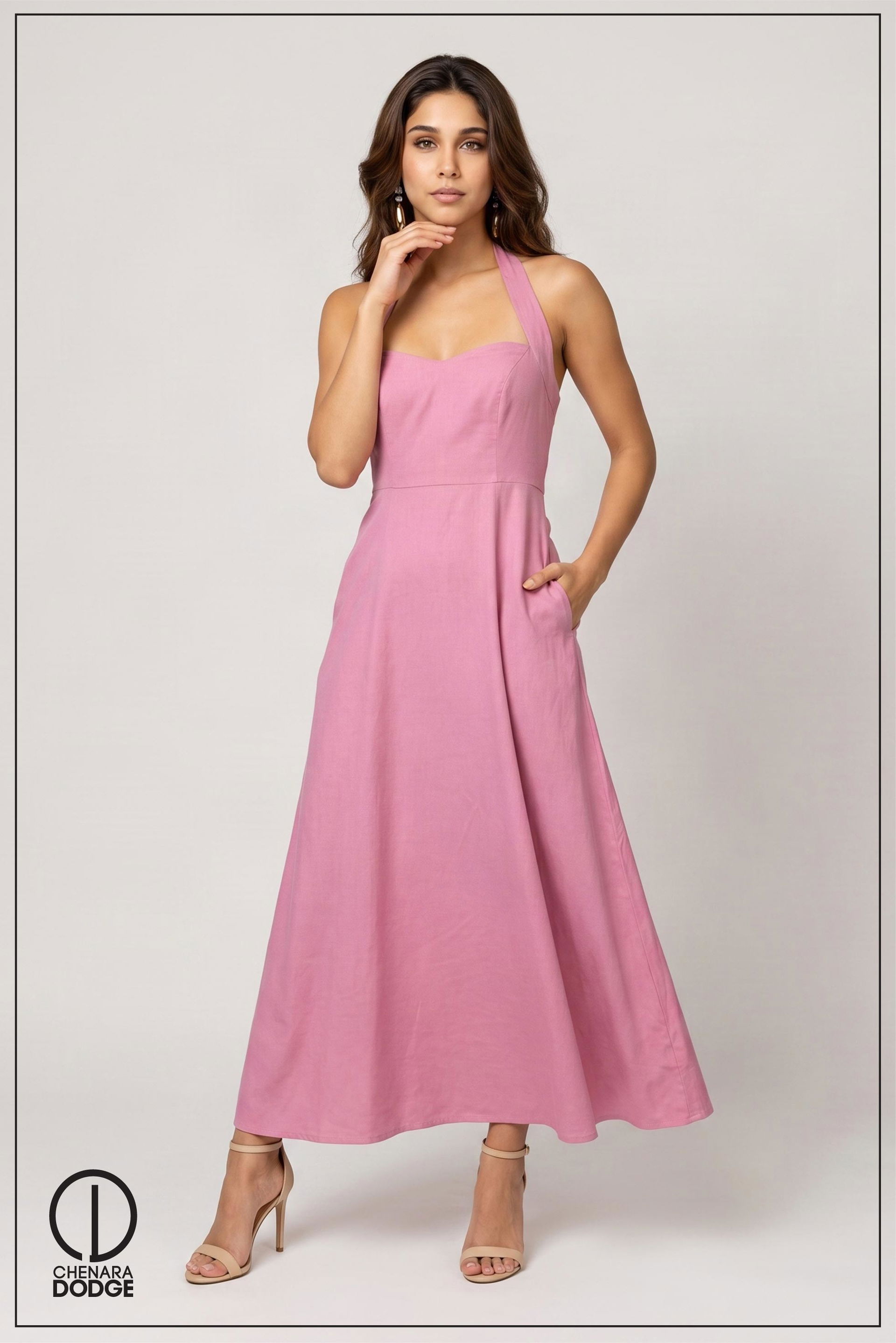 PINKY HALTER NECK MAXI DRESS