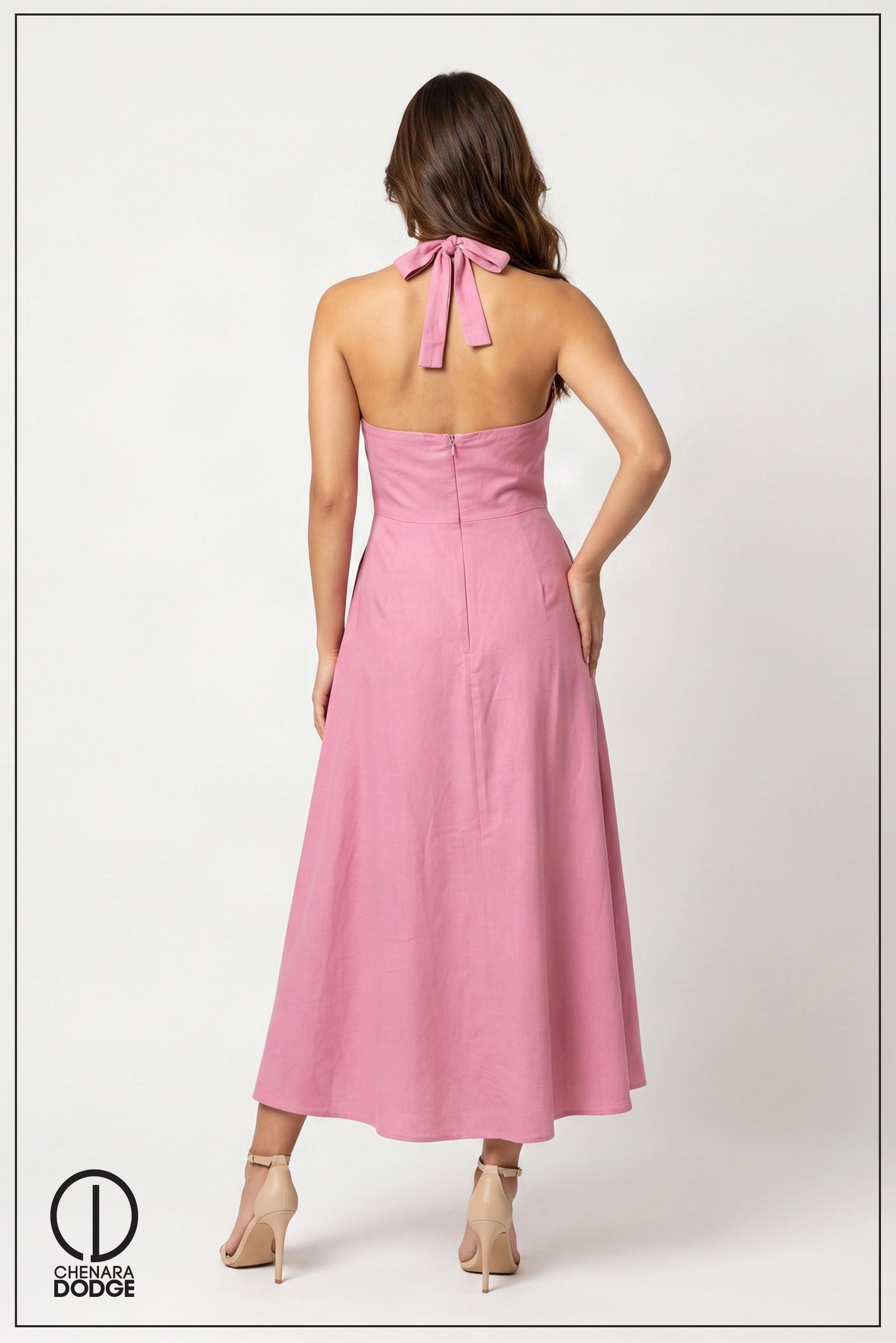 PINKY HALTER NECK MAXI DRESS