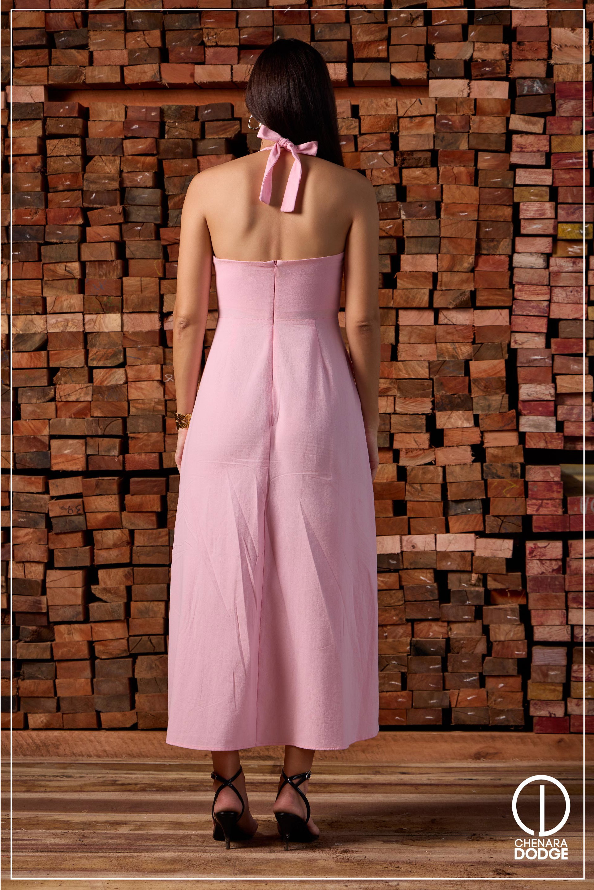 PINKY HALTER NECK MAXI DRESS