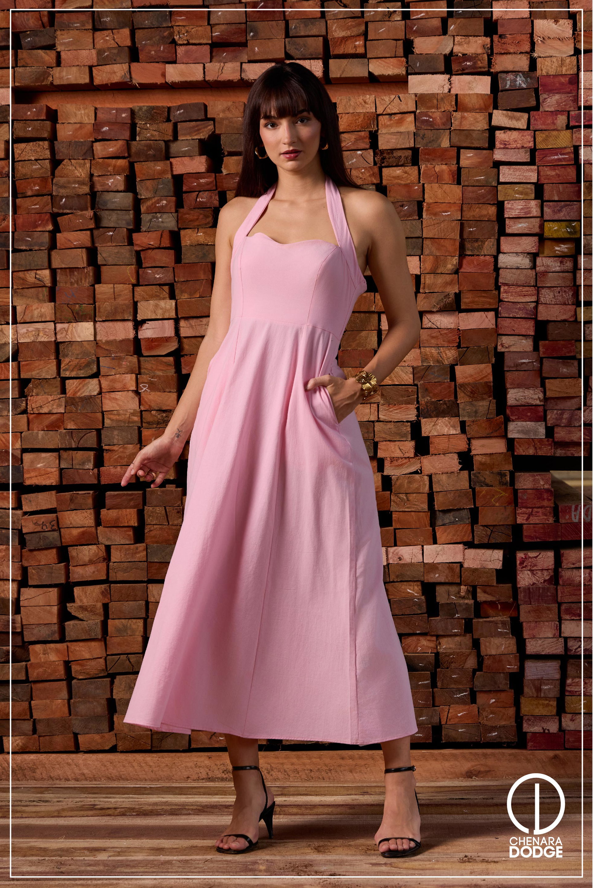 PINKY HALTER NECK MAXI DRESS