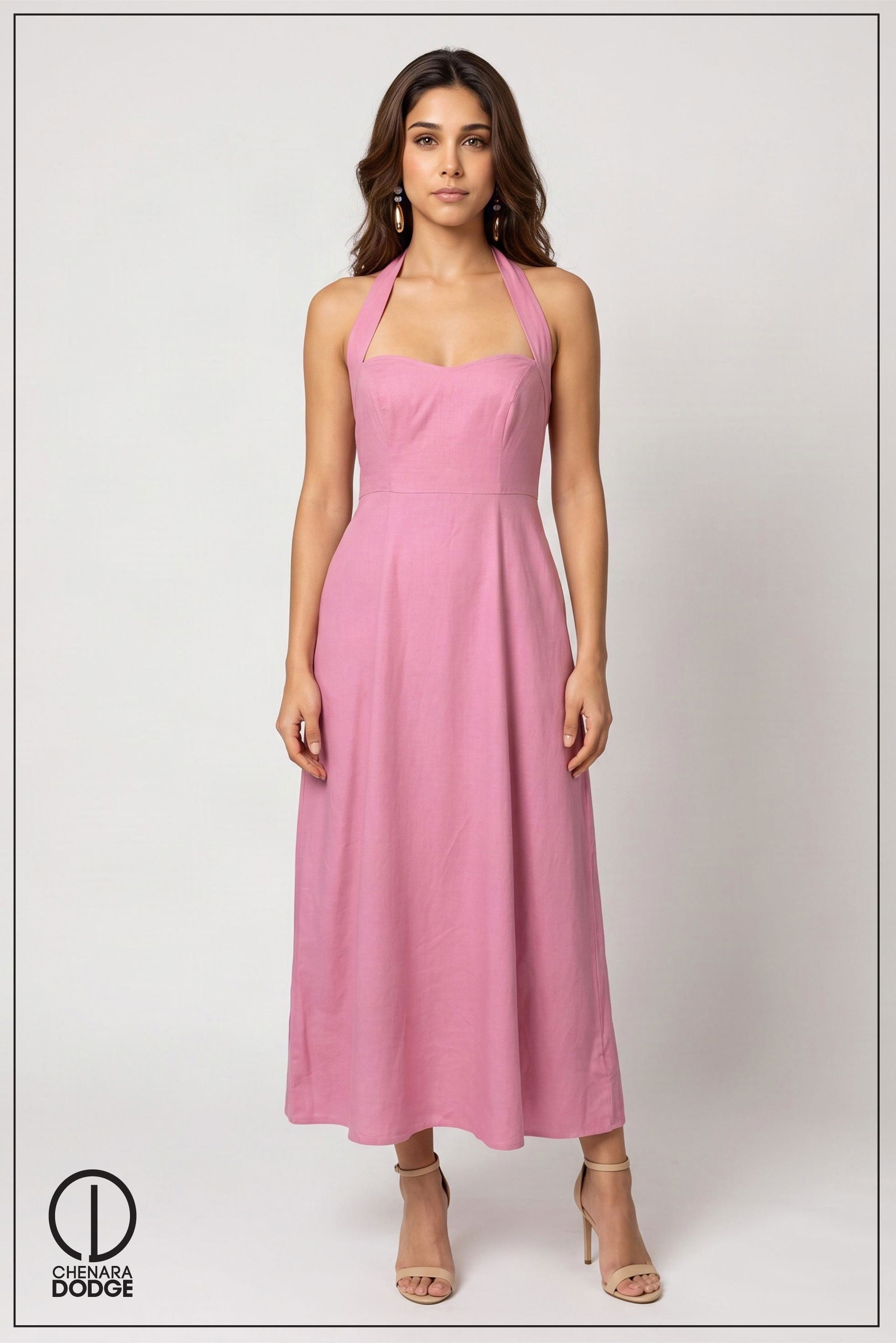 PINKY HALTER NECK MAXI DRESS