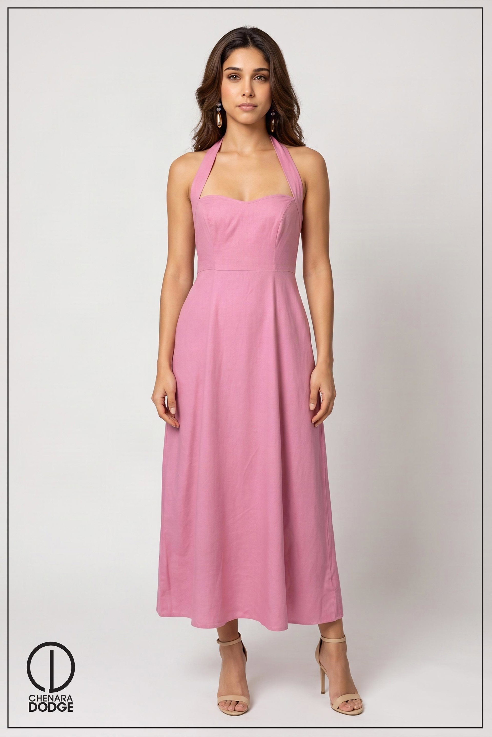 PINKY HALTER NECK MAXI DRESS