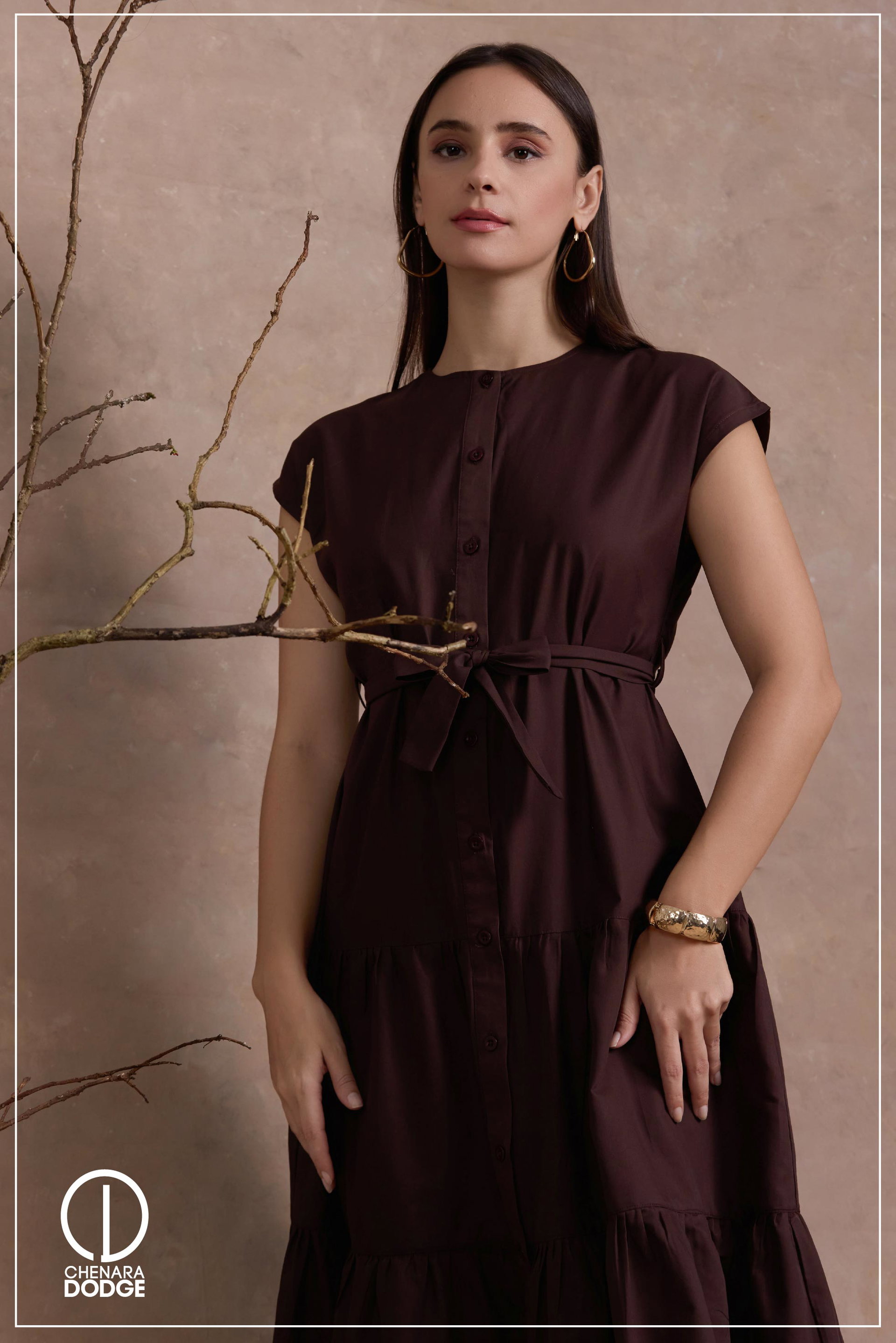 POSEY TIERED MIDI DRESS