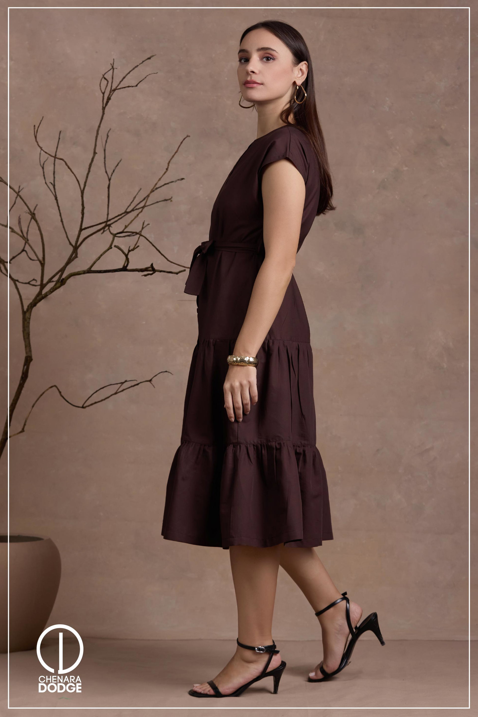 POSEY TIERED MIDI DRESS