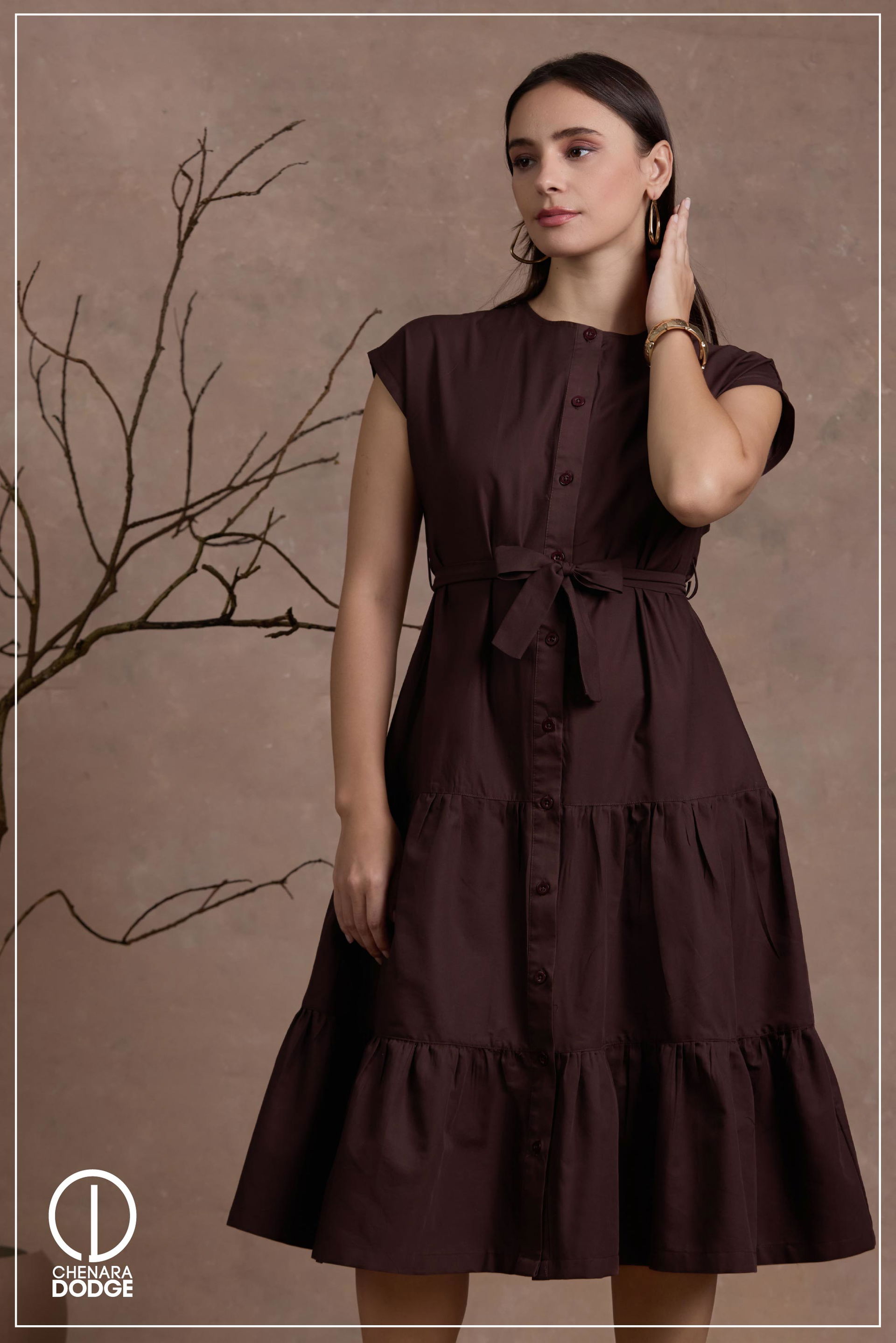 POSEY TIERED MIDI DRESS