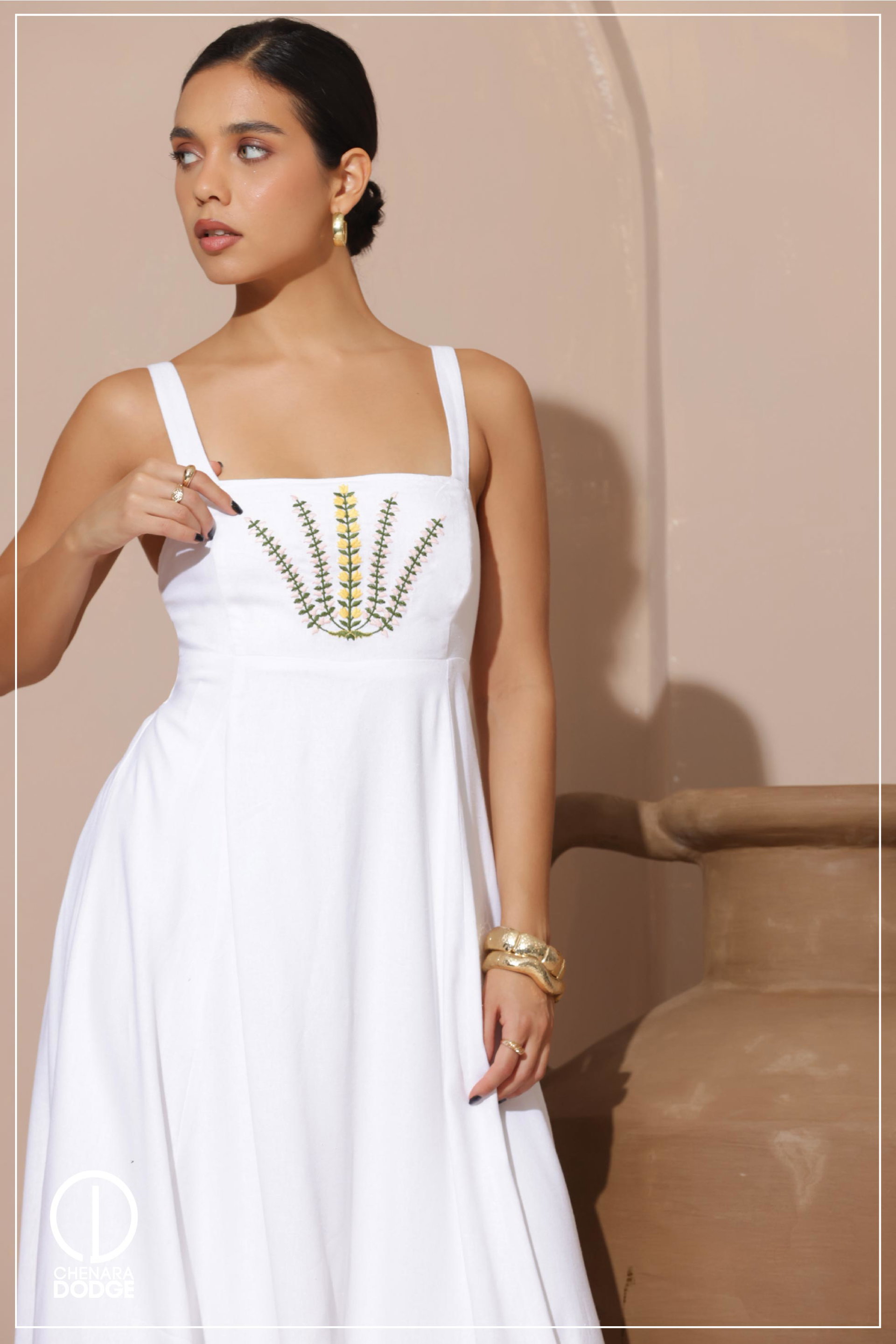 ROMAIN EMB MAXI DRESS