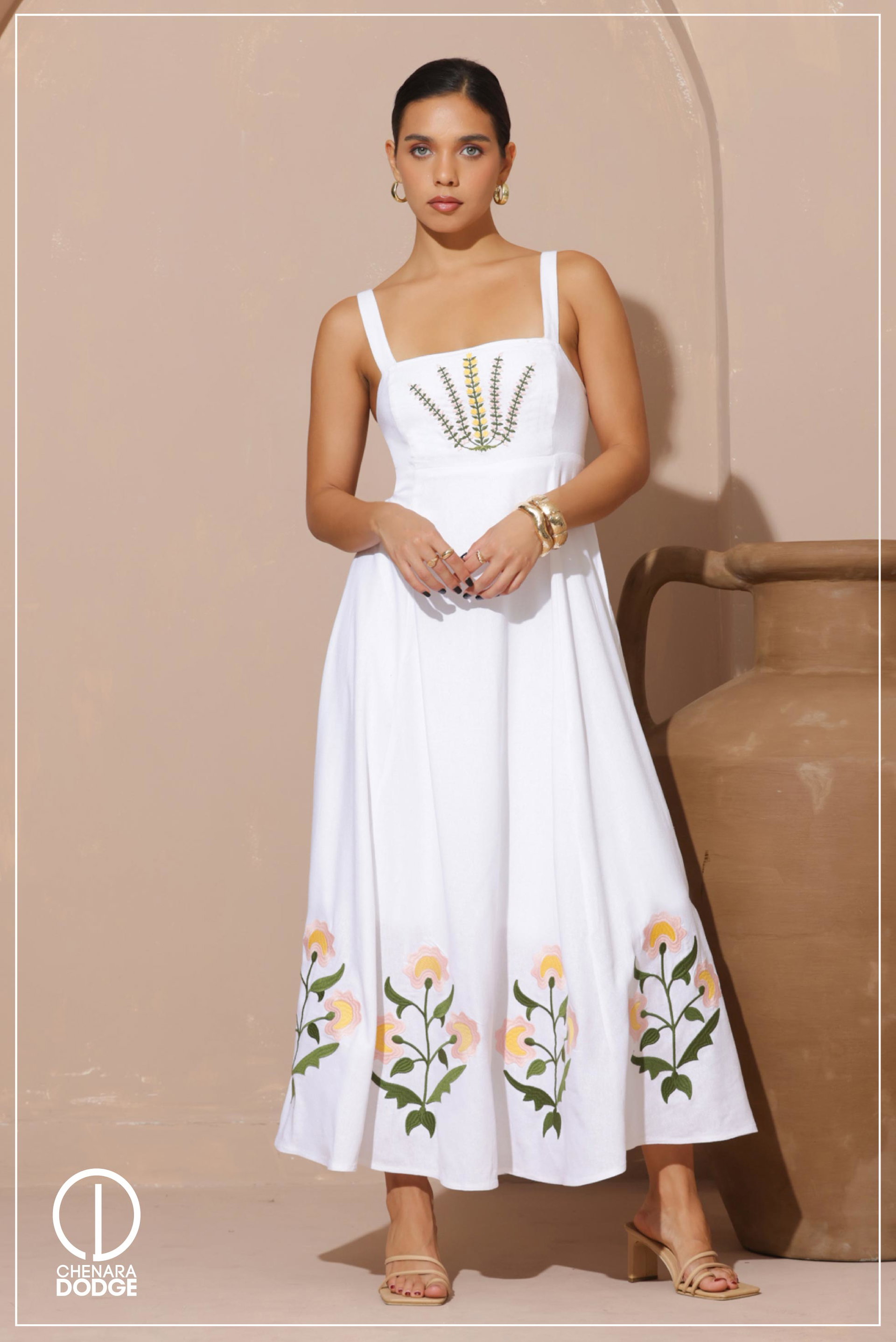 ROMAIN EMB MAXI DRESS