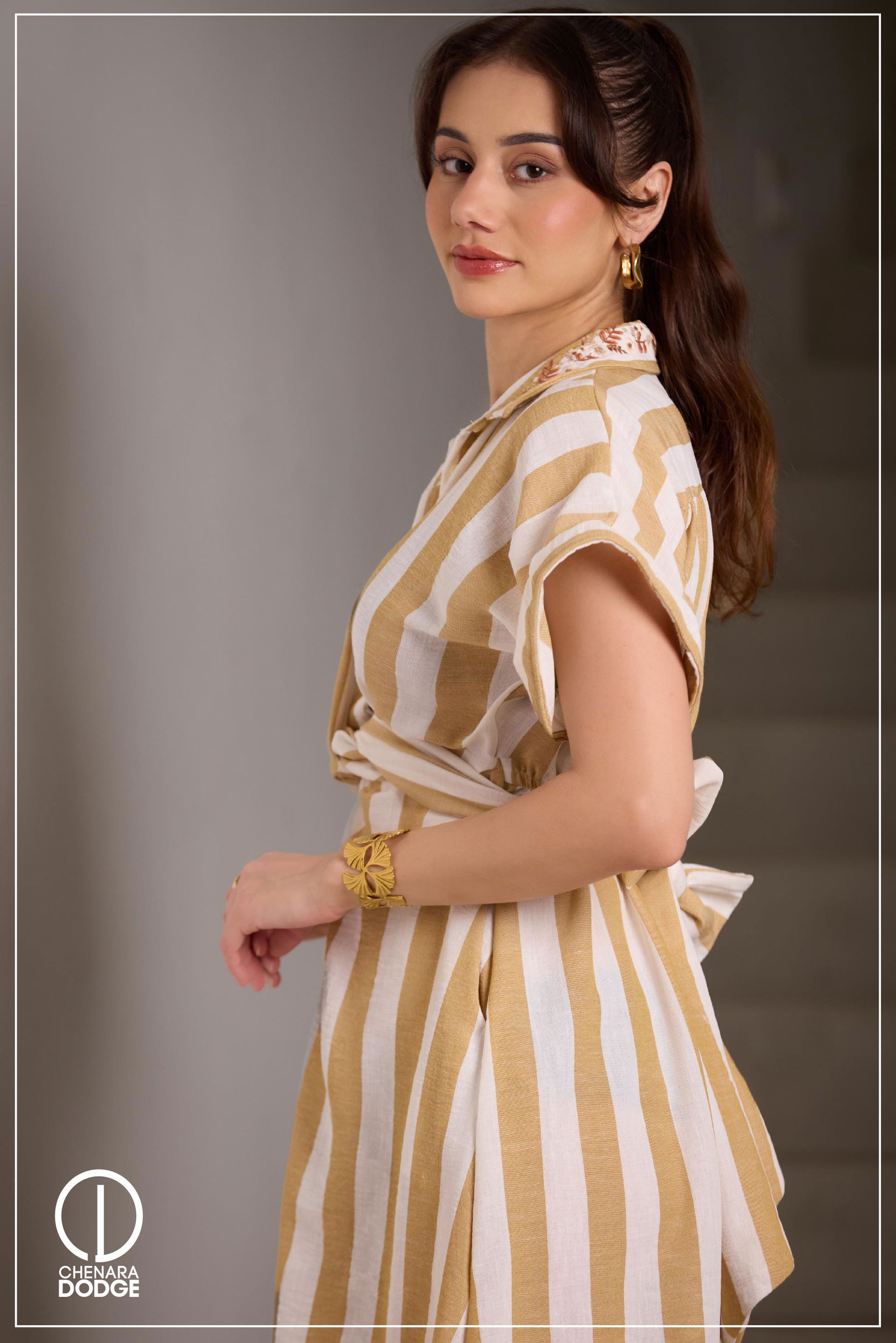 RORY TWISTED EMB MIDI DRESS