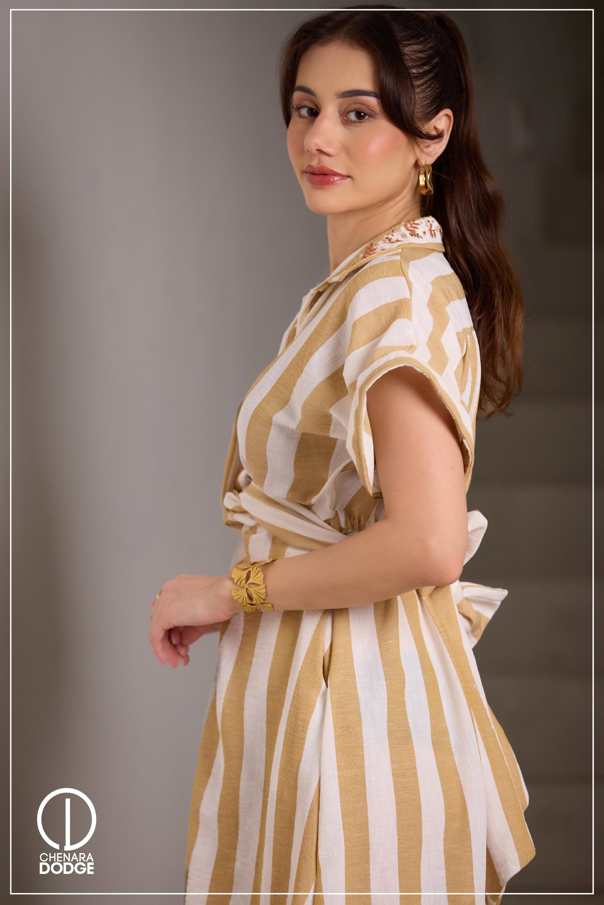RORY TWISTED EMB MIDI DRESS