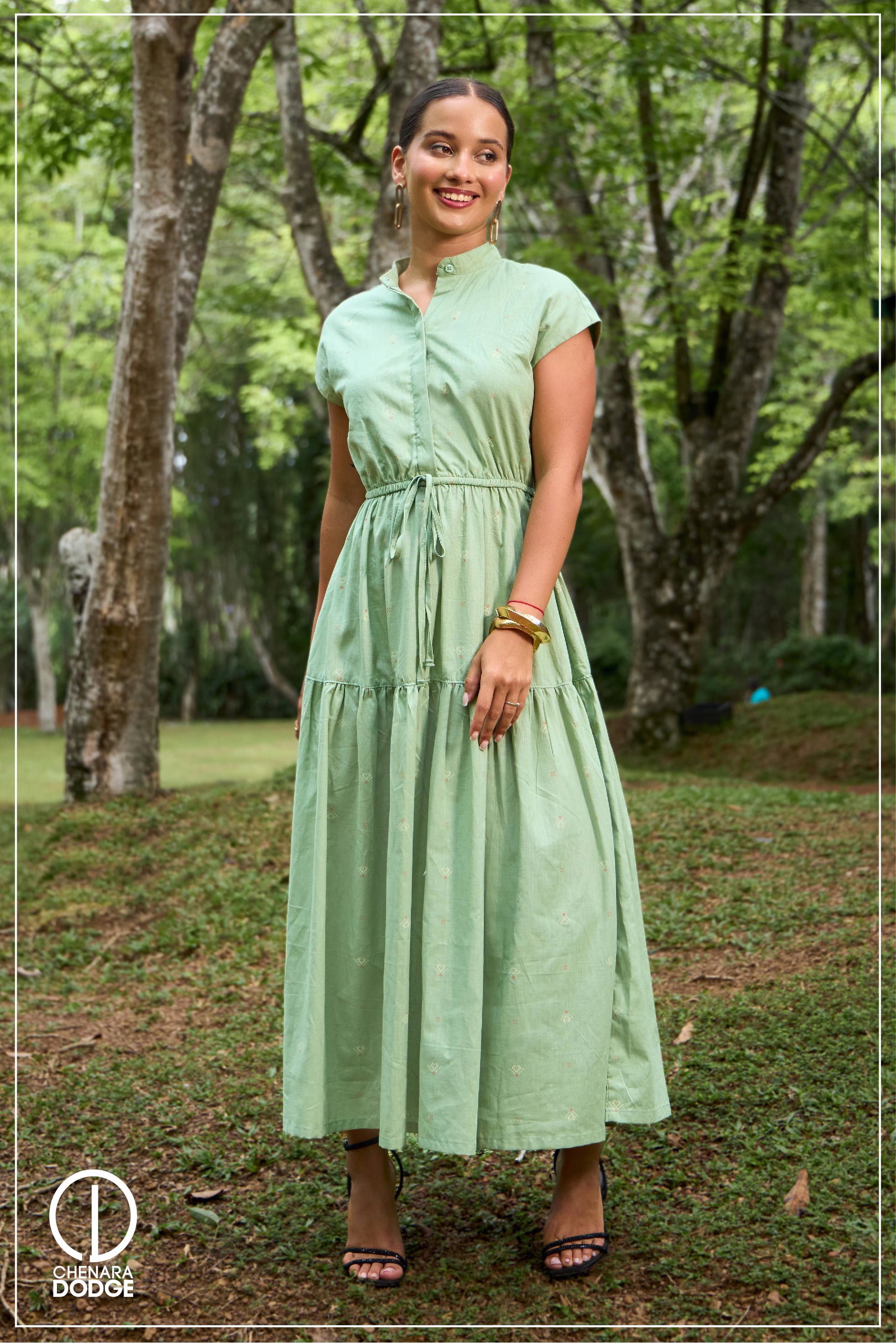  ROSE HIGH-NECK MIDI DRESS