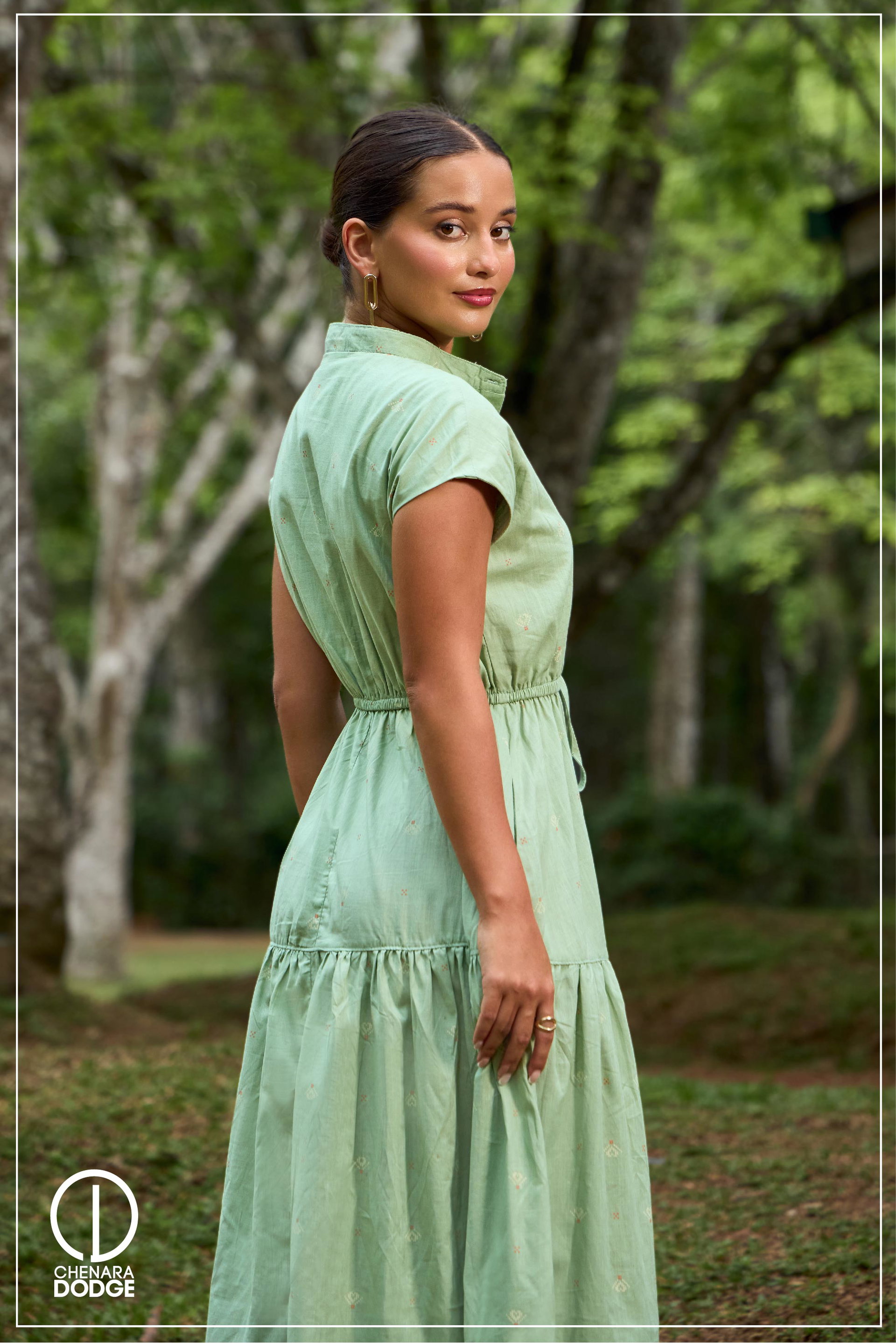  ROSE HIGH-NECK MIDI DRESS