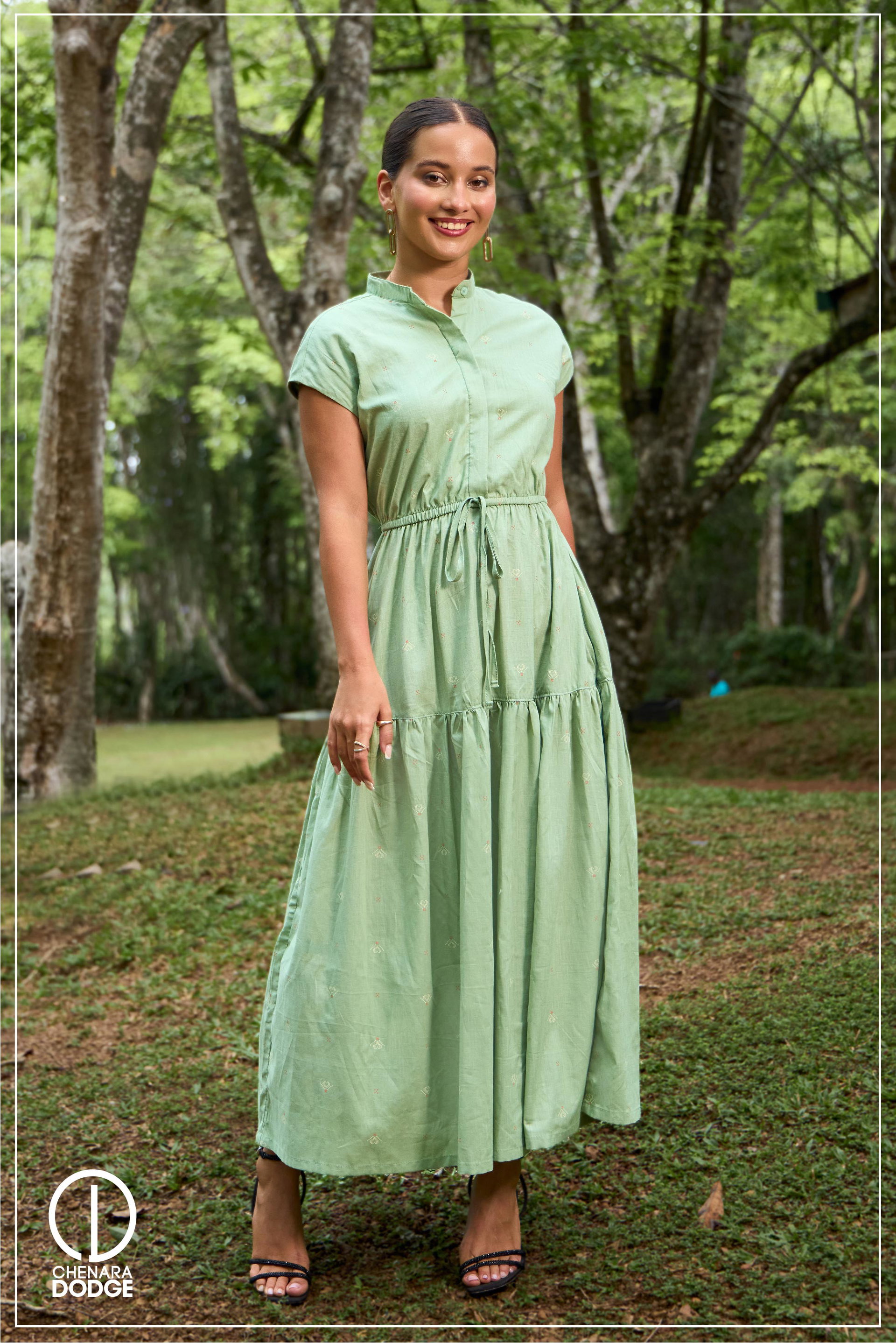  ROSE HIGH-NECK MIDI DRESS