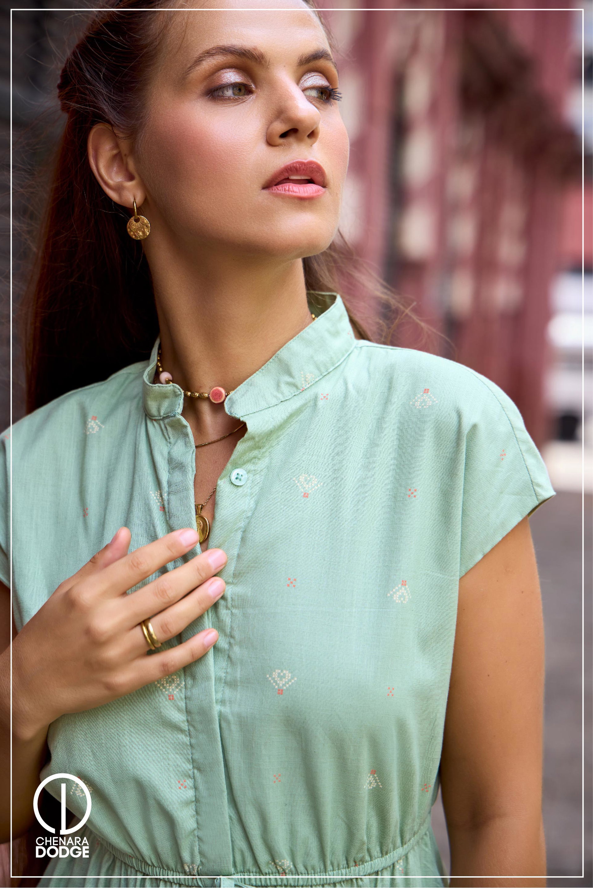 ROSE HIGH-NECK MIDI DRESS