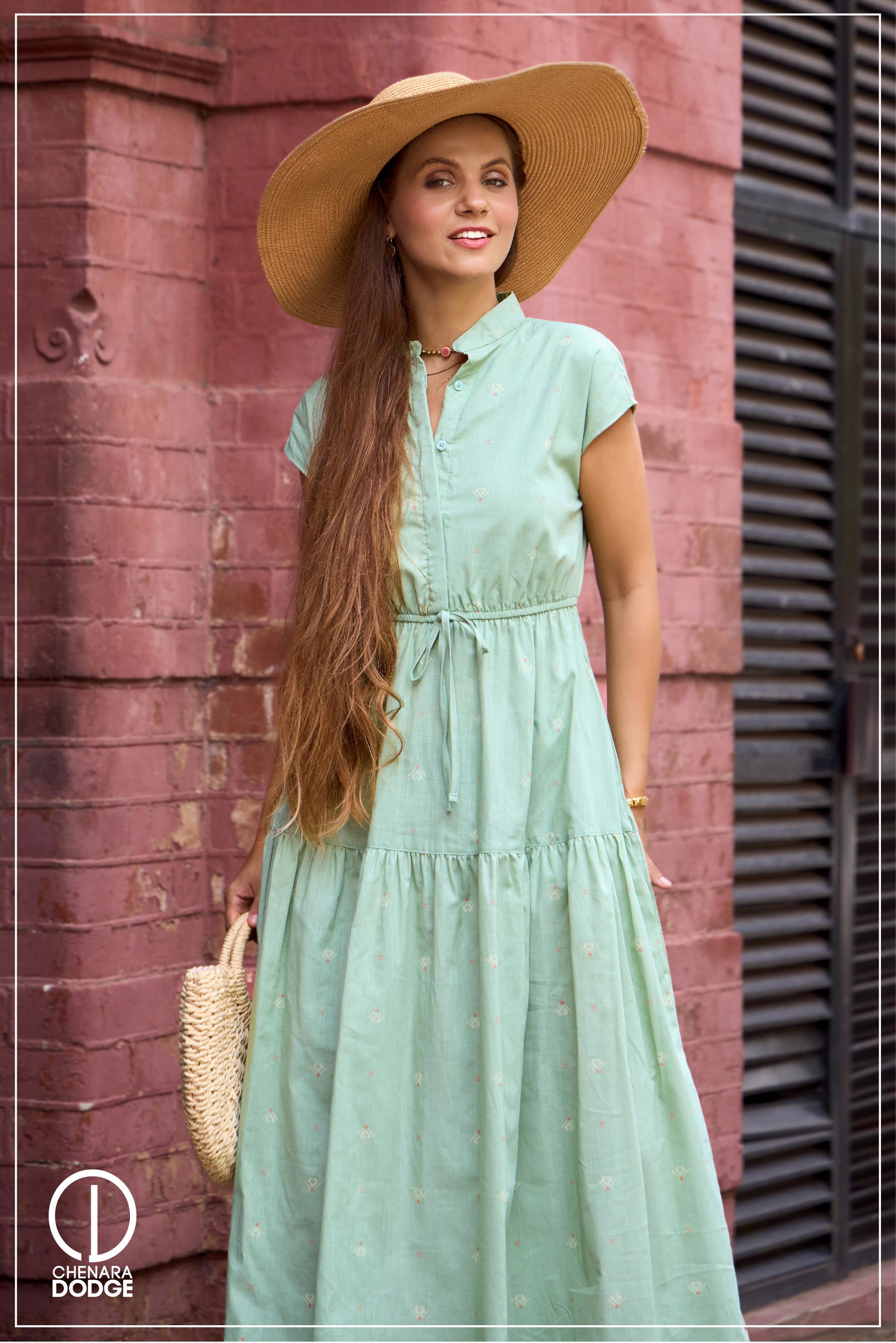 ROSE HIGH-NECK MIDI DRESS