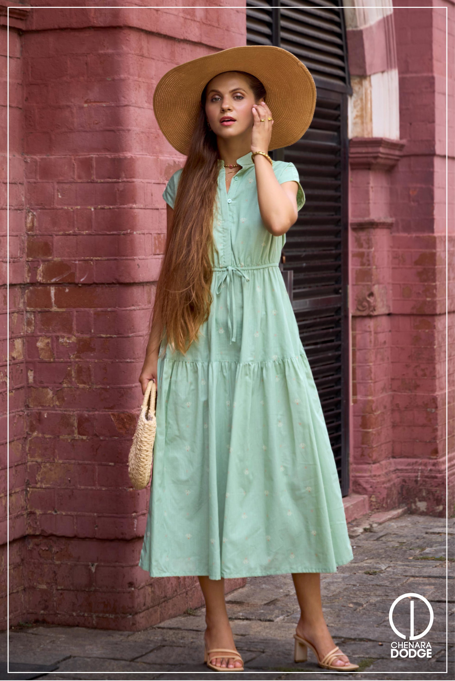 ROSE HIGH-NECK MIDI DRESS