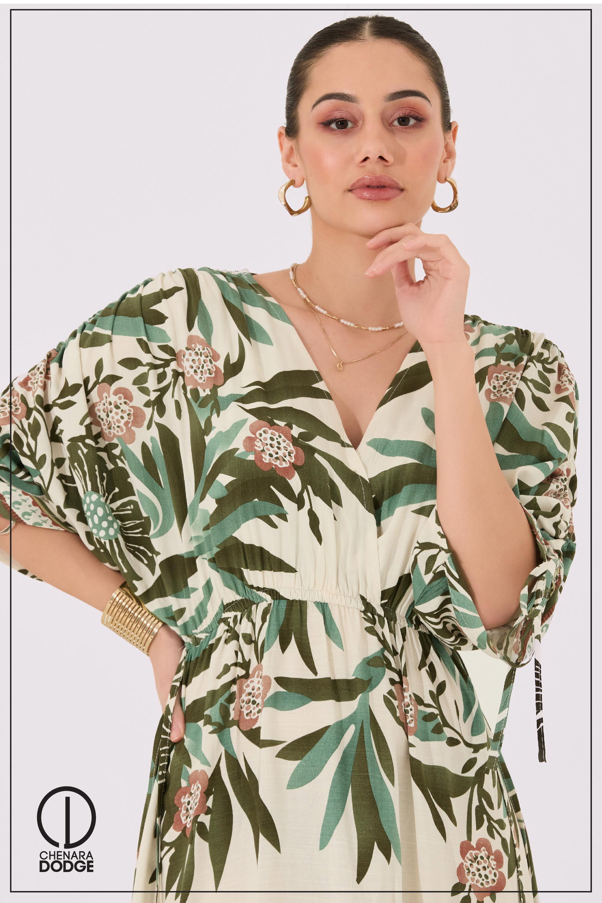 ROSE RUCHED SLEEVE MAXI DRESS