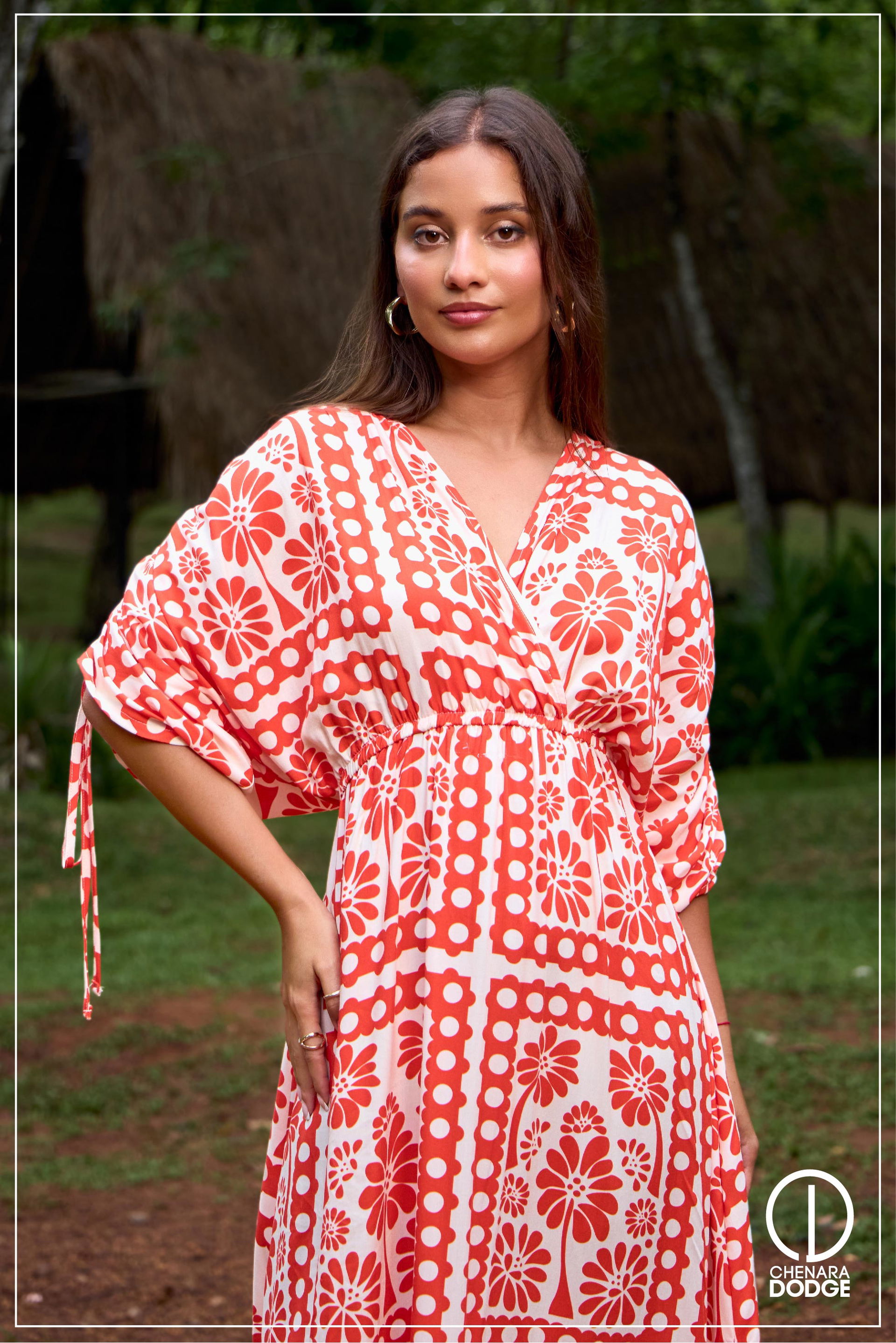 ROSE RUCHED SLEEVE MAXI DRESS