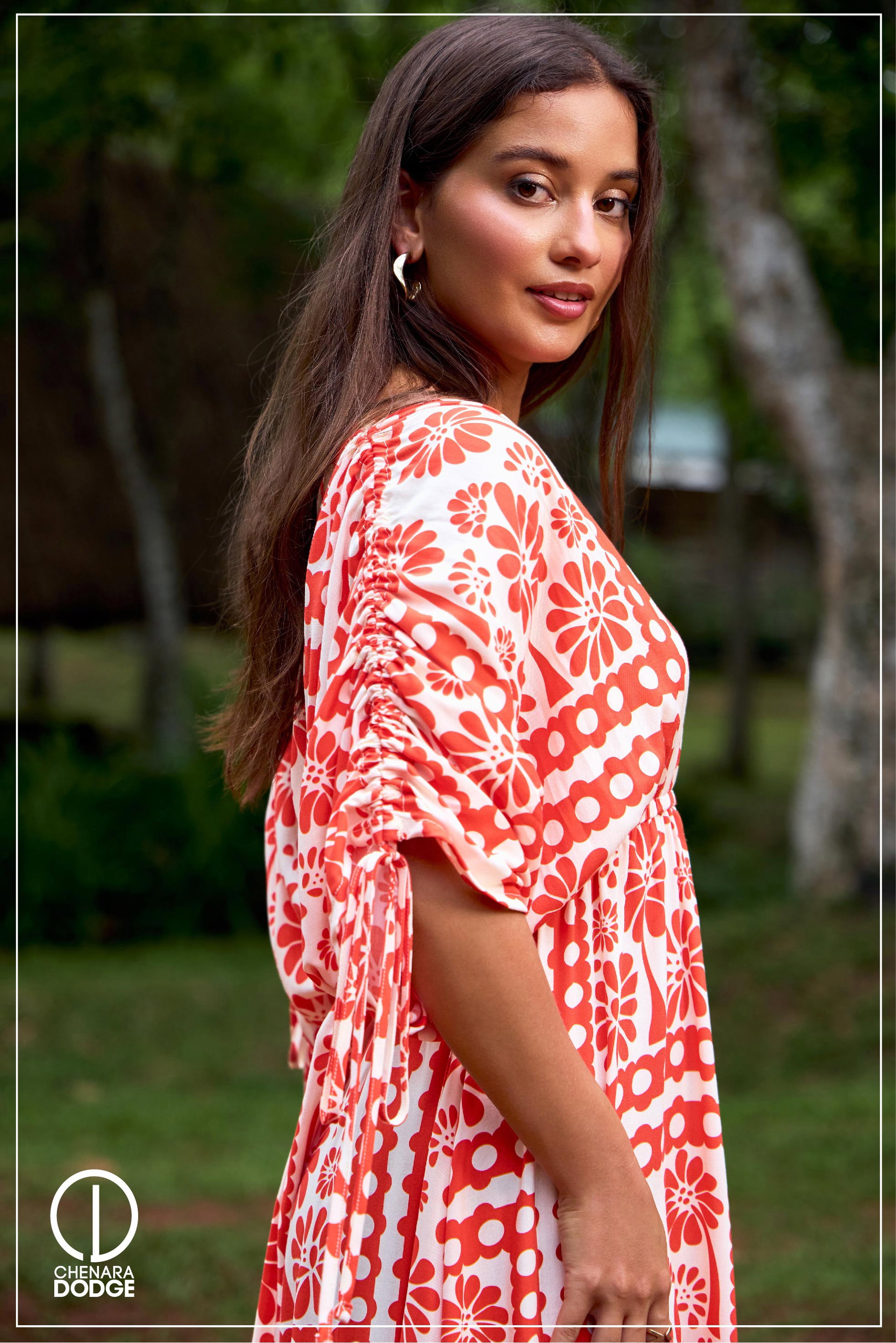 ROSE RUCHED SLEEVE MAXI DRESS