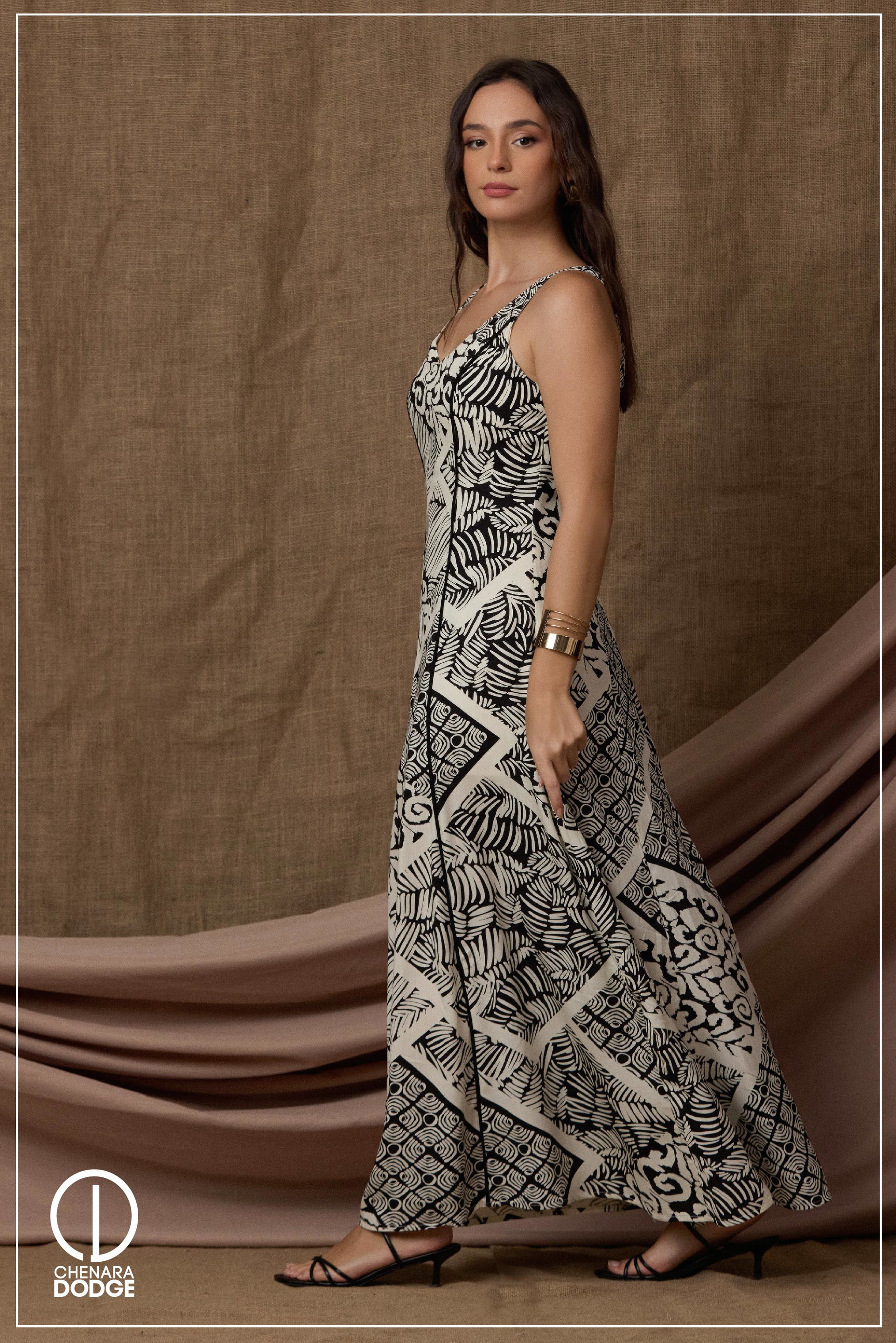 ROSIE STRAPPED V-NECK MAXI DRESS