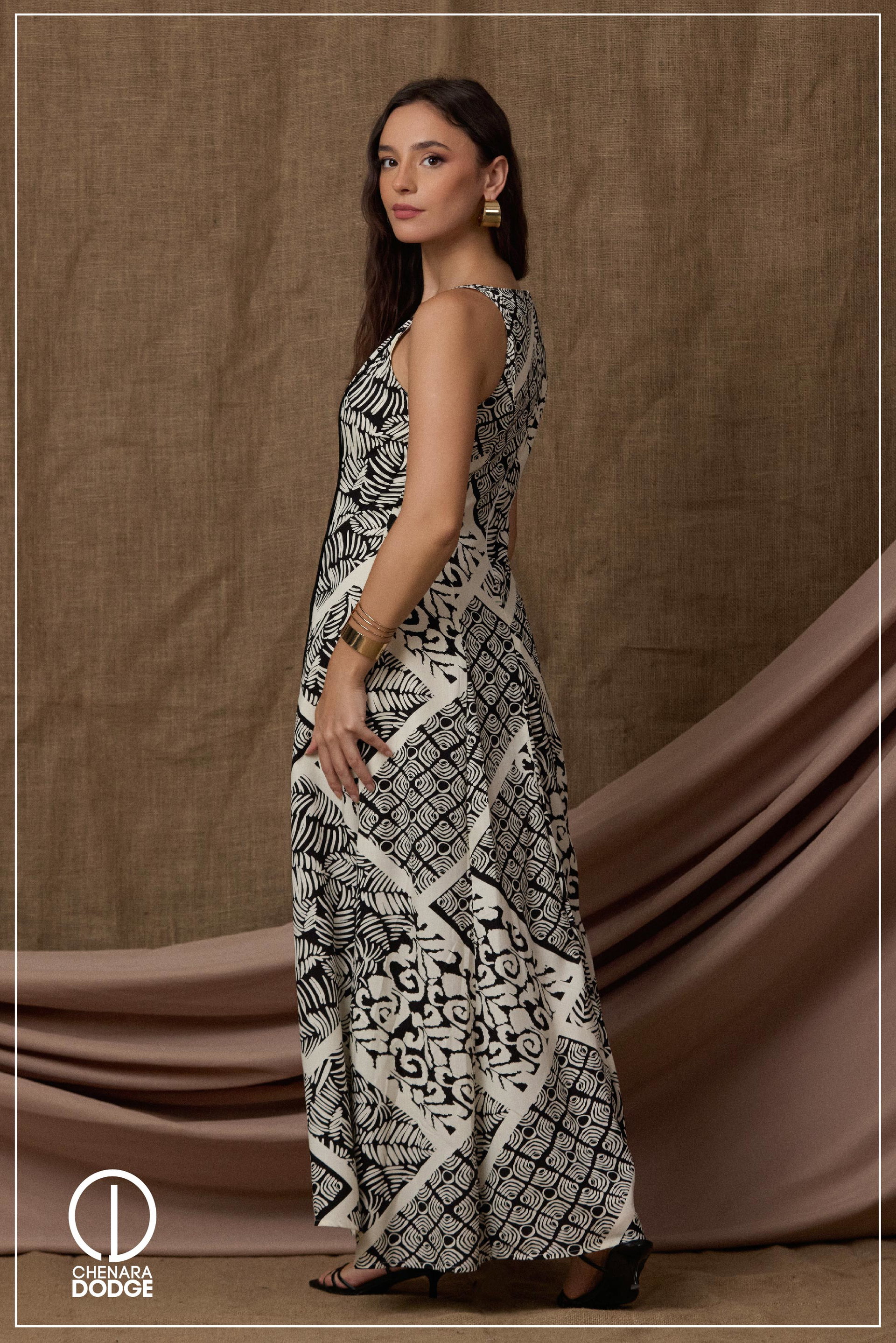 ROSIE STRAPPED V-NECK MAXI DRESS