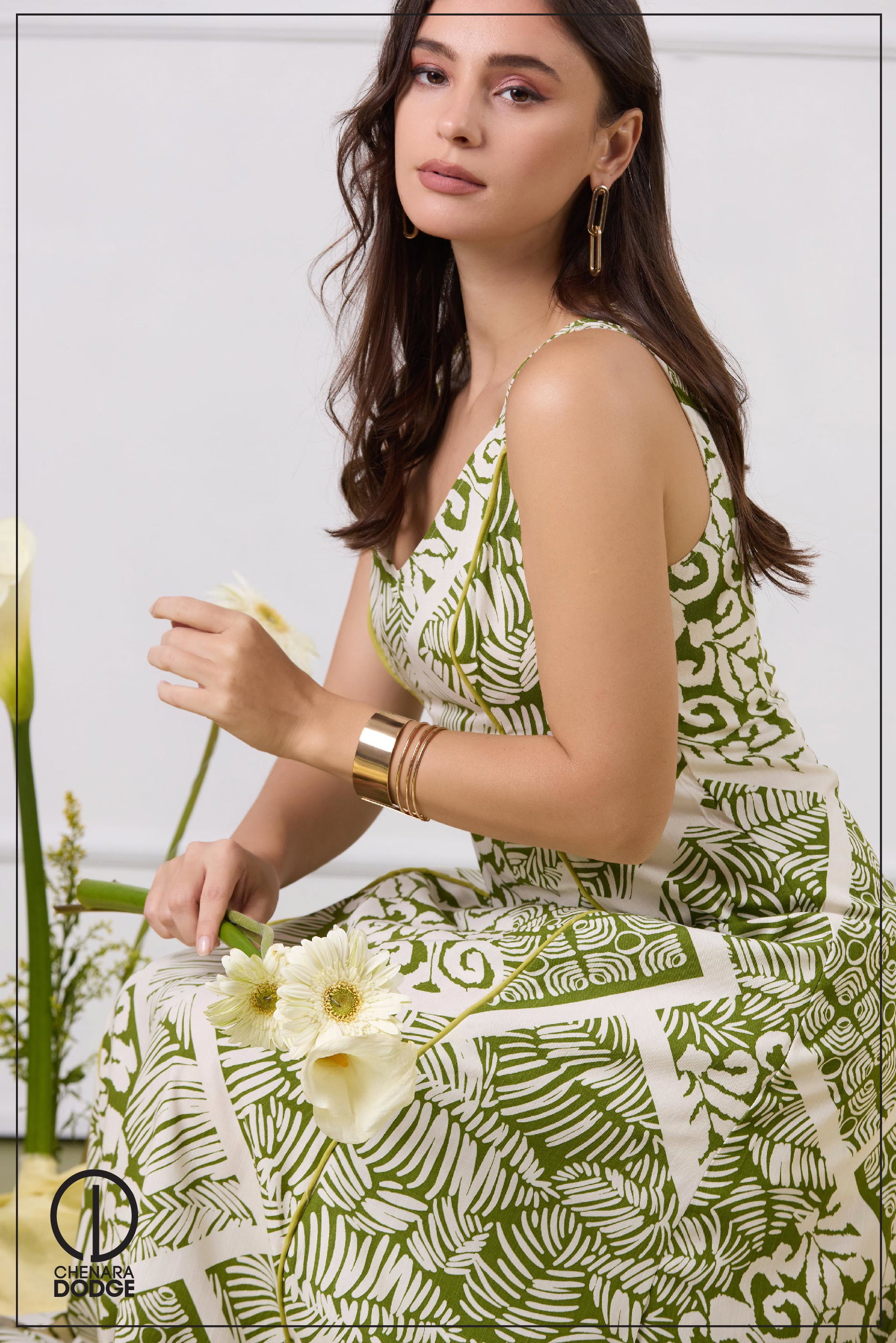 ROSIE STRAPPED V NECK MAXI DRESS