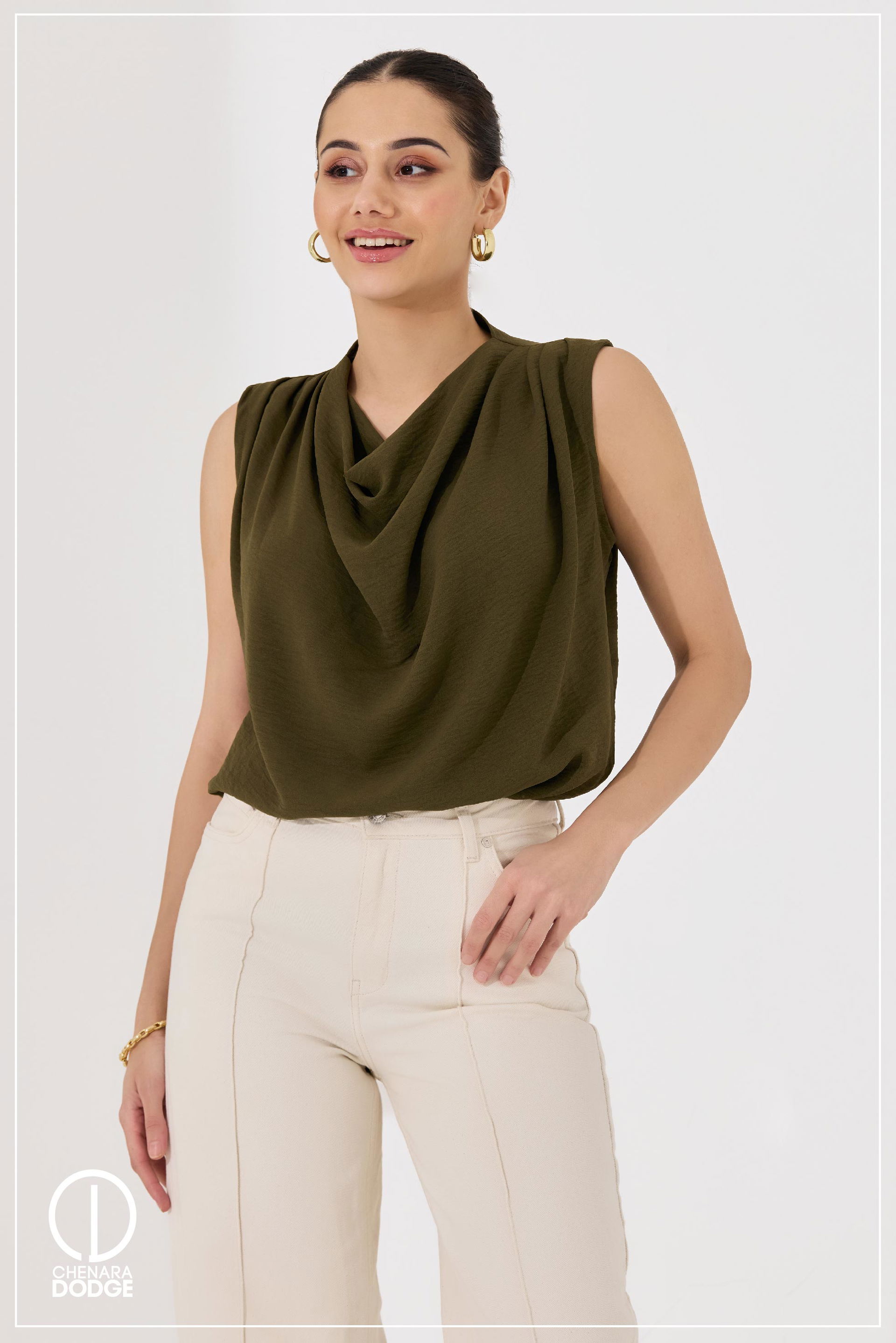 ROSY HIGH NECK COWL TOP