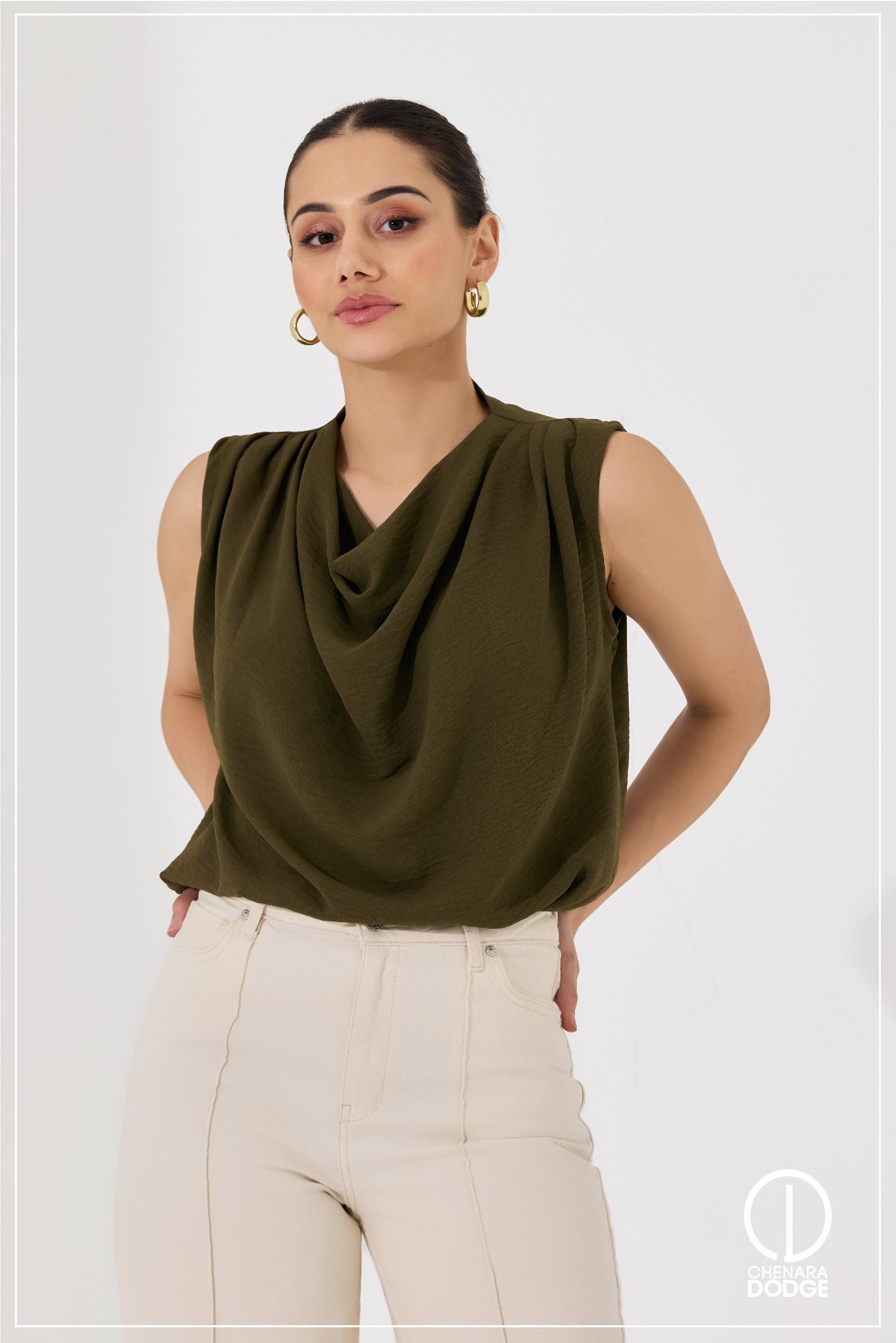 ROSY HIGH NECK COWL TOP