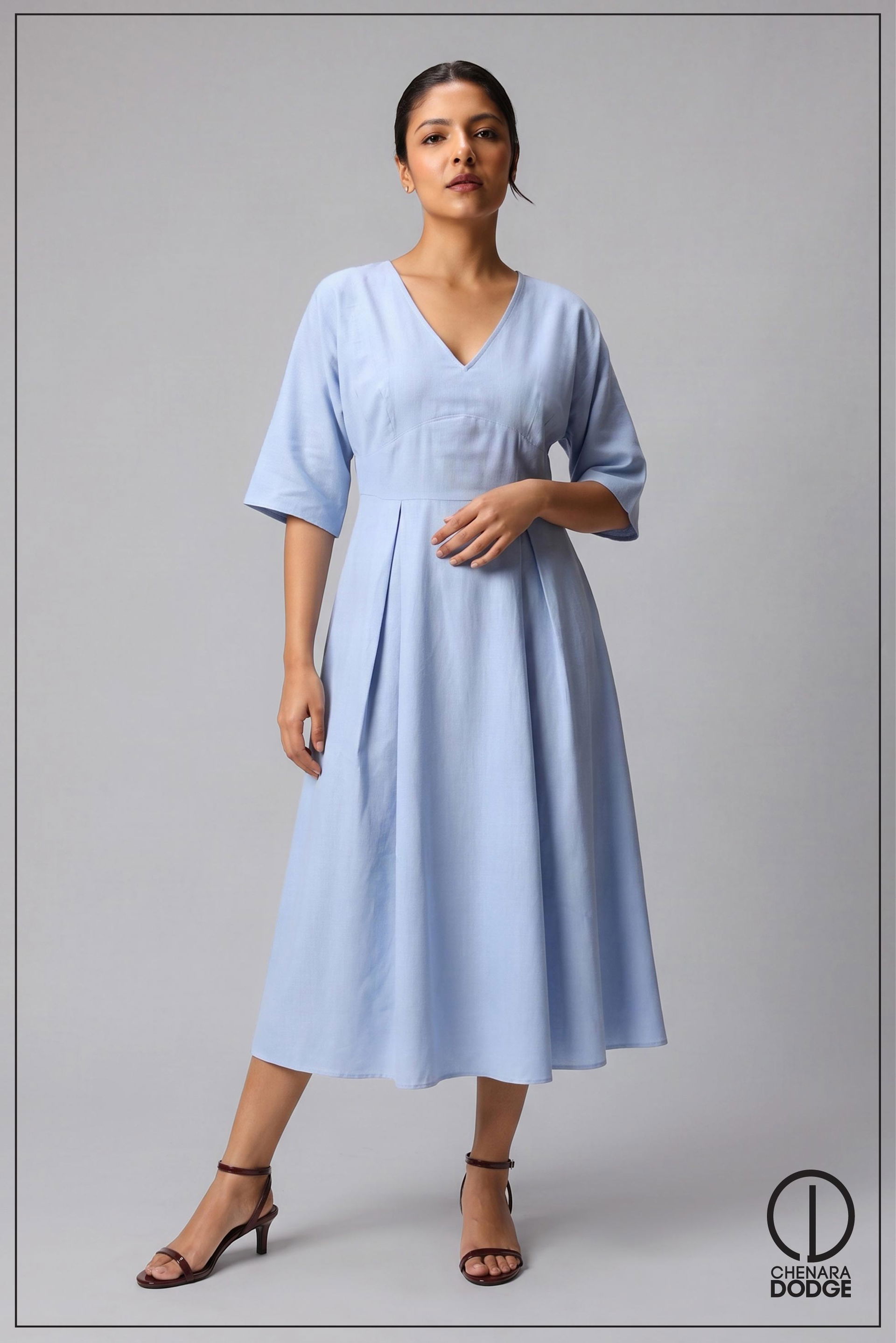 SADIE V NECK MIDI DRESS