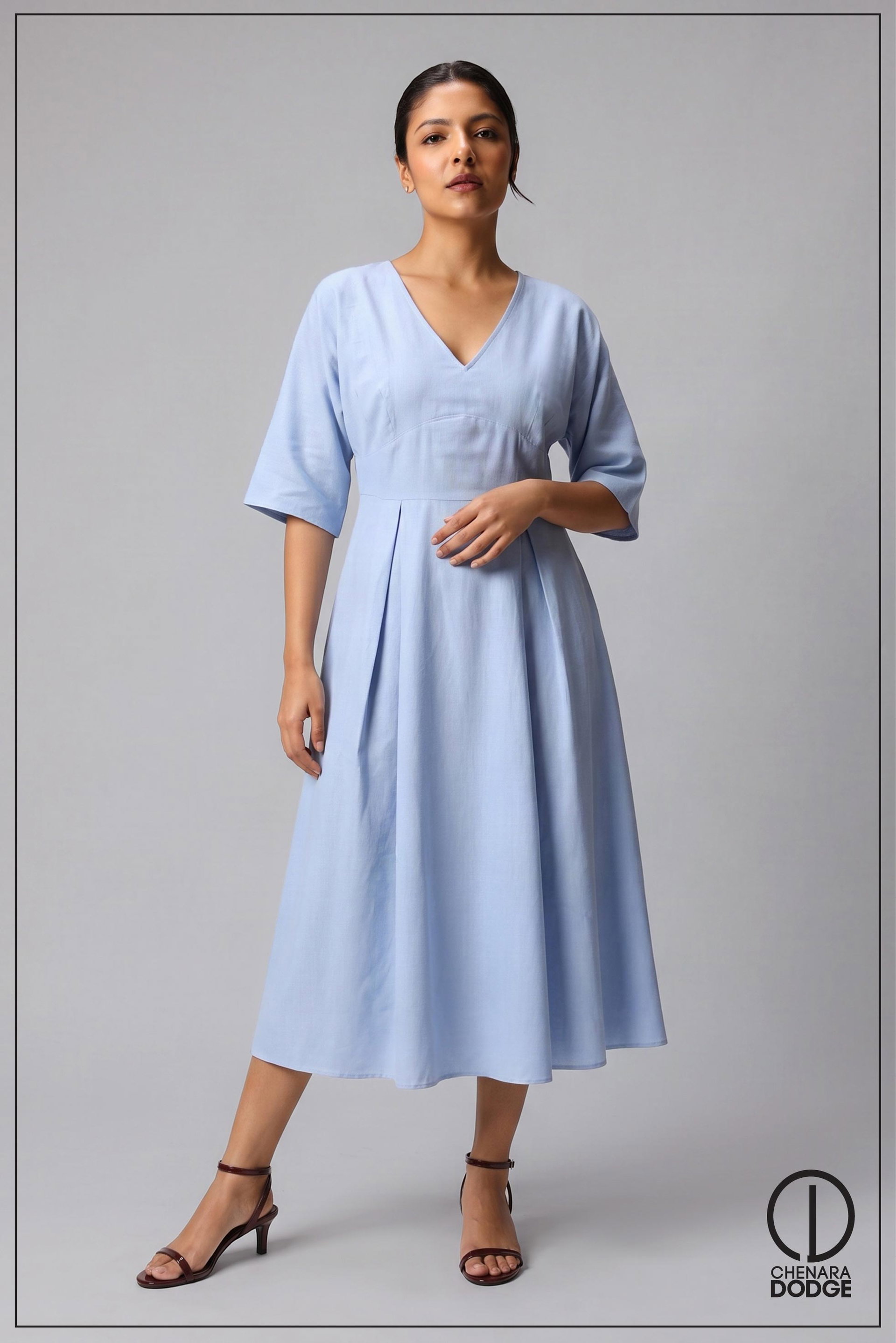 SADIE V NECK MIDI DRESS