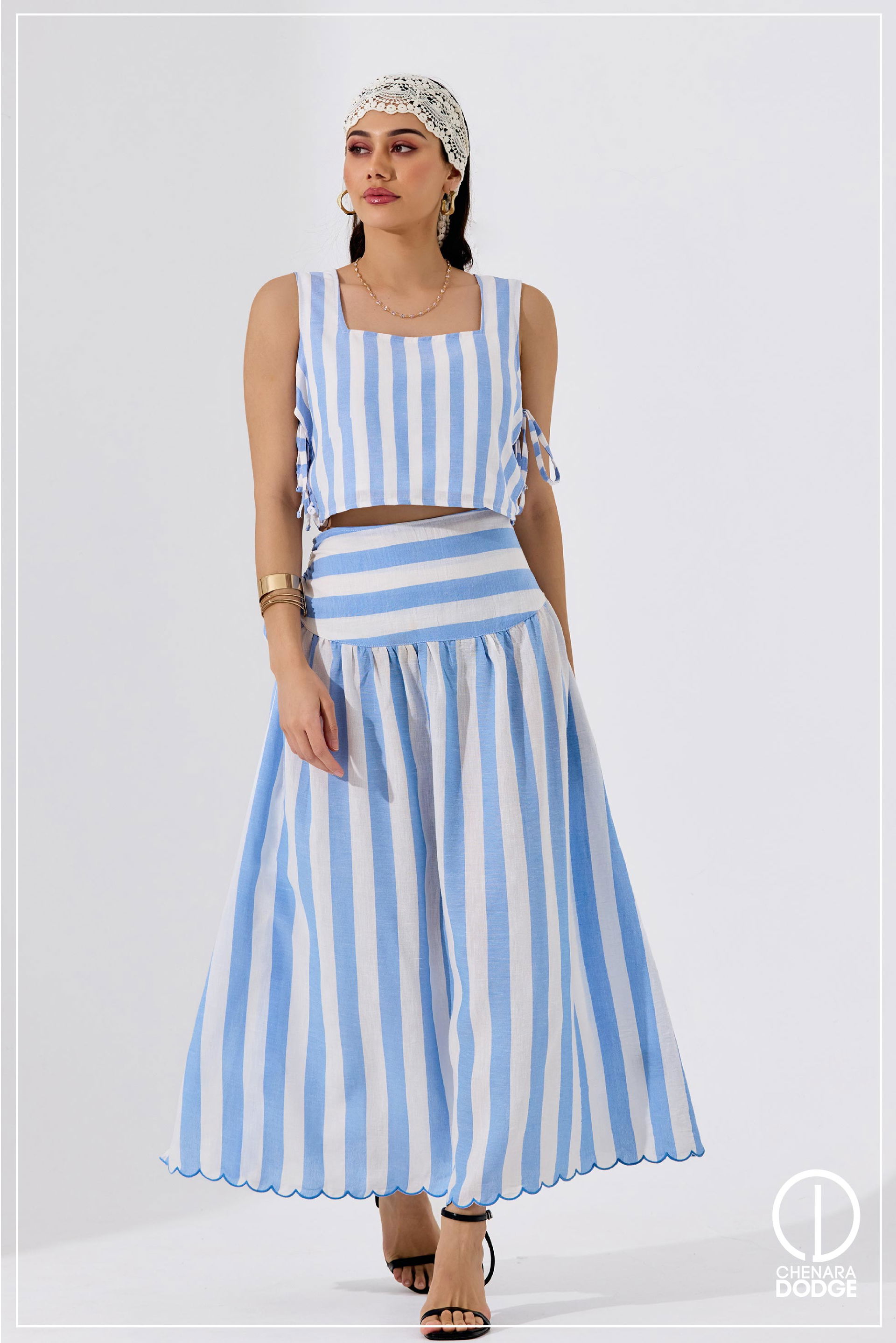 SANDRA HIGH WAISTED EMB SKIRT 