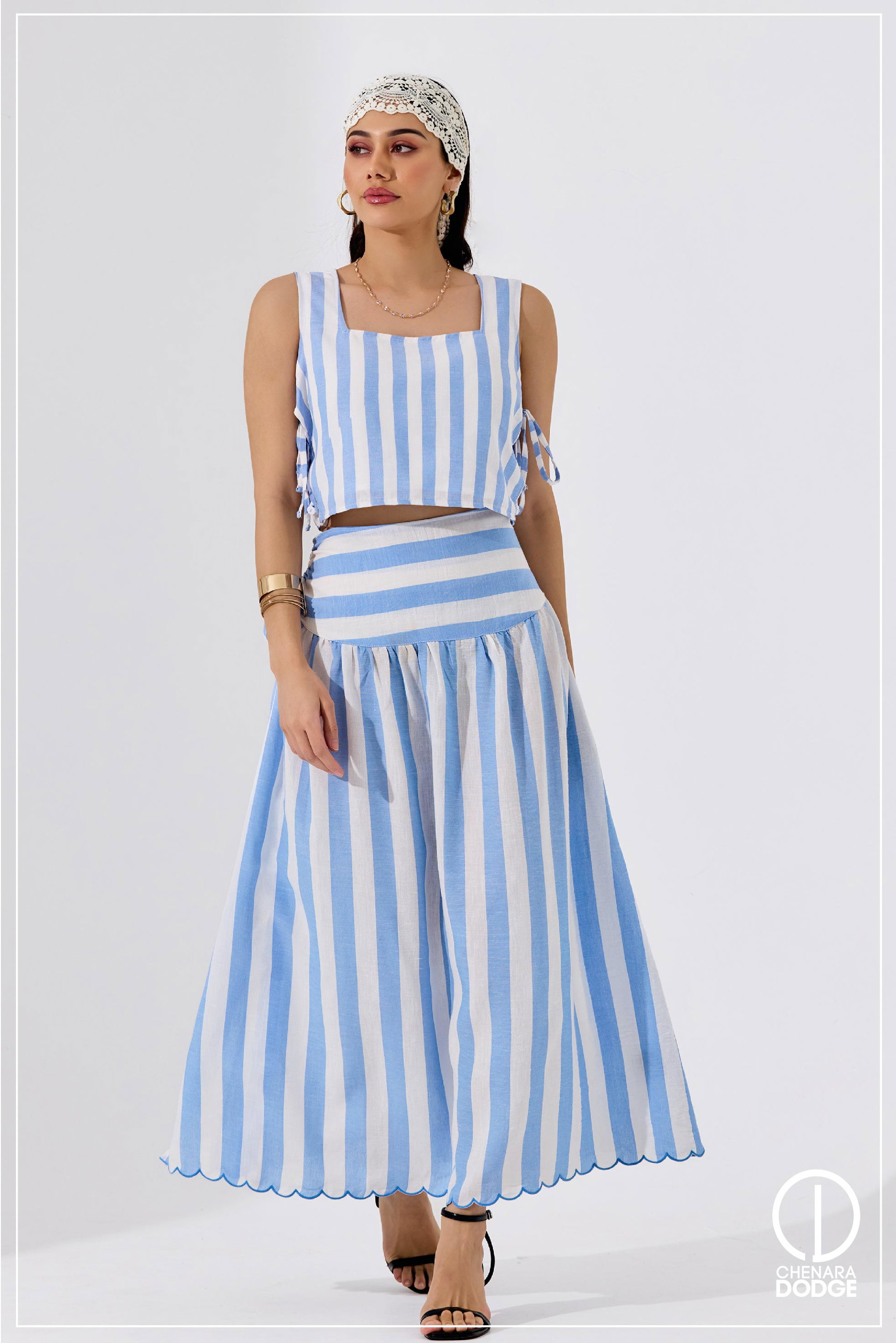 SANDRA HIGH WAISTED EMB SKIRT 