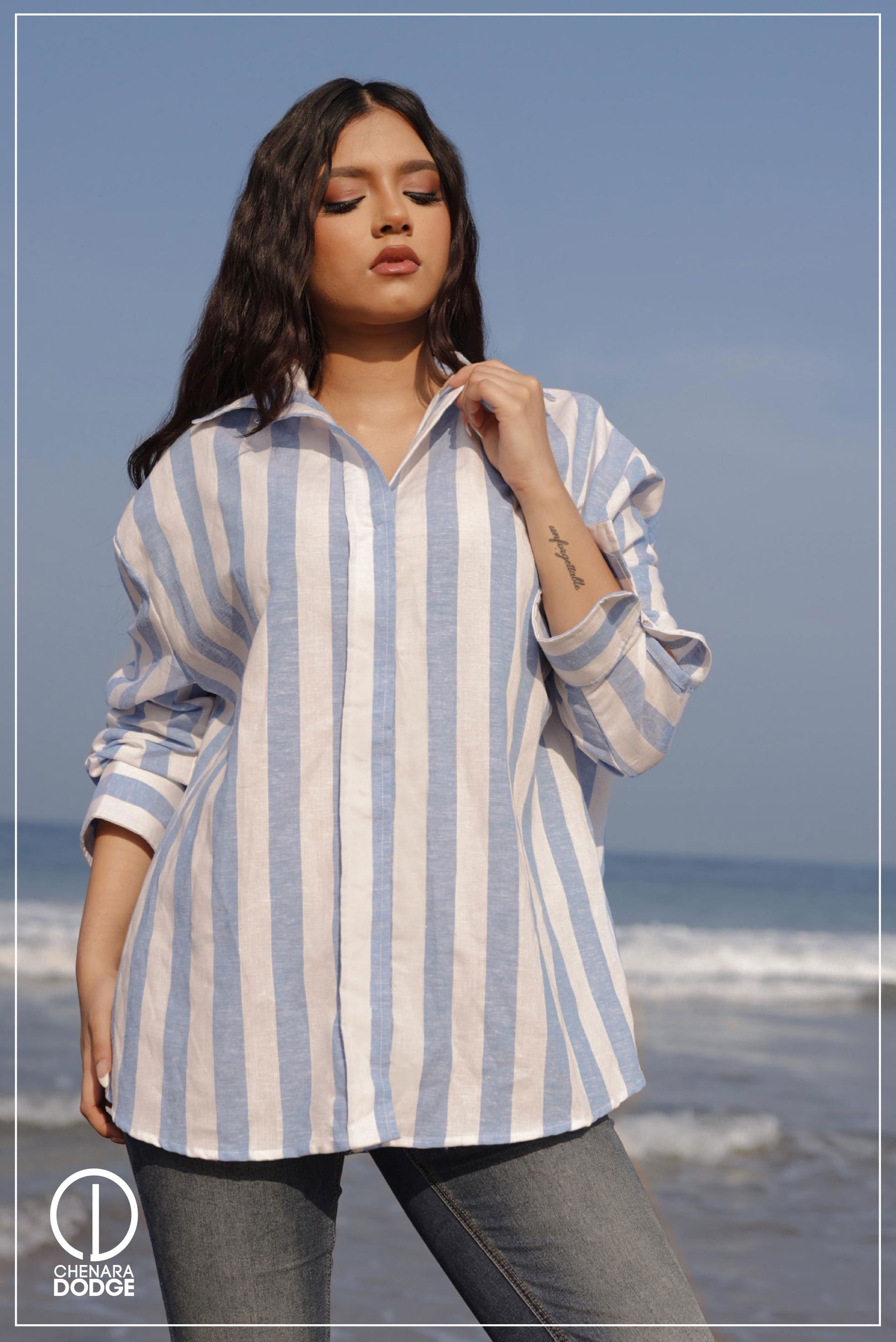 Light Blue & Off White Stripe