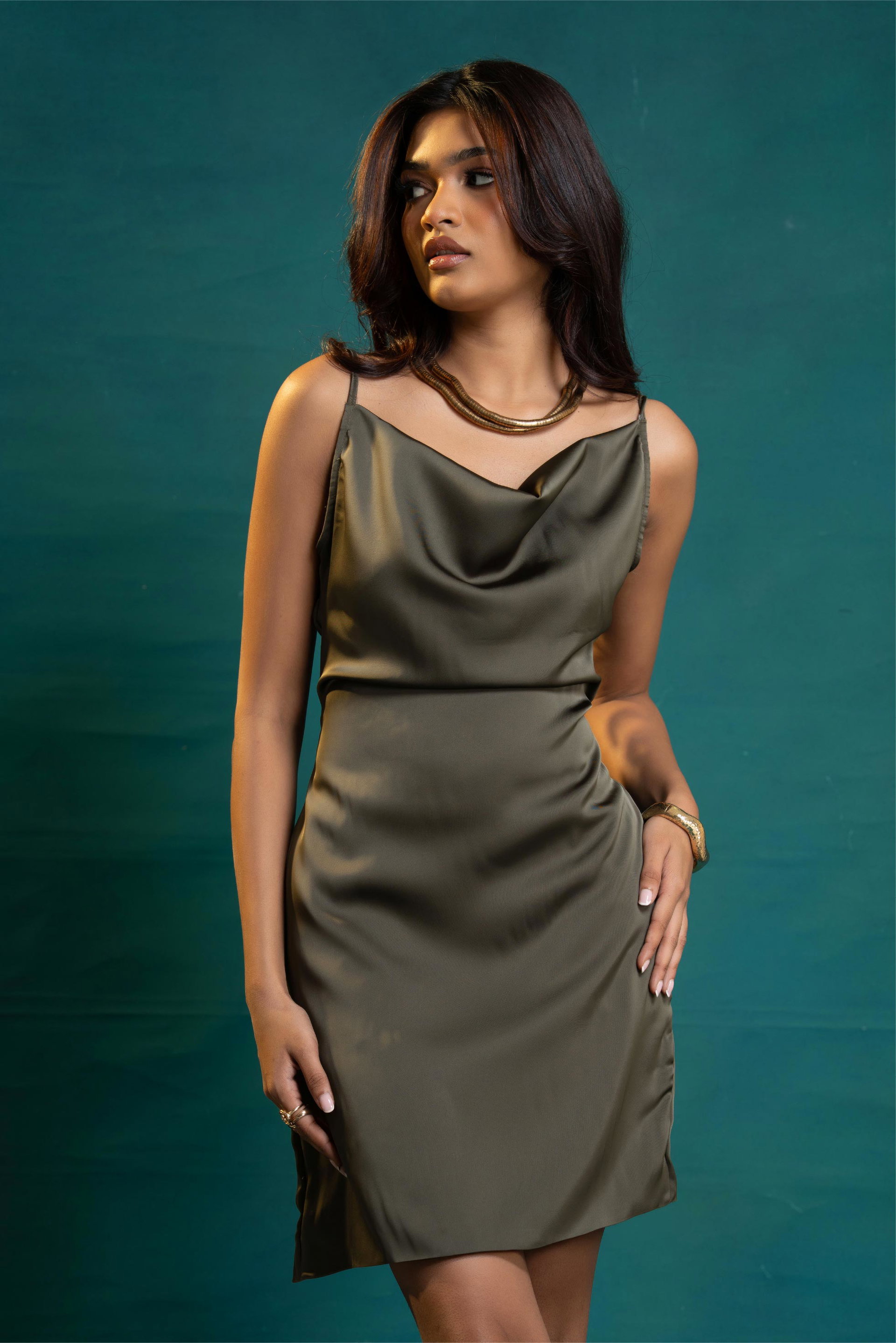 SENORA COWL NECK MINI DRESS