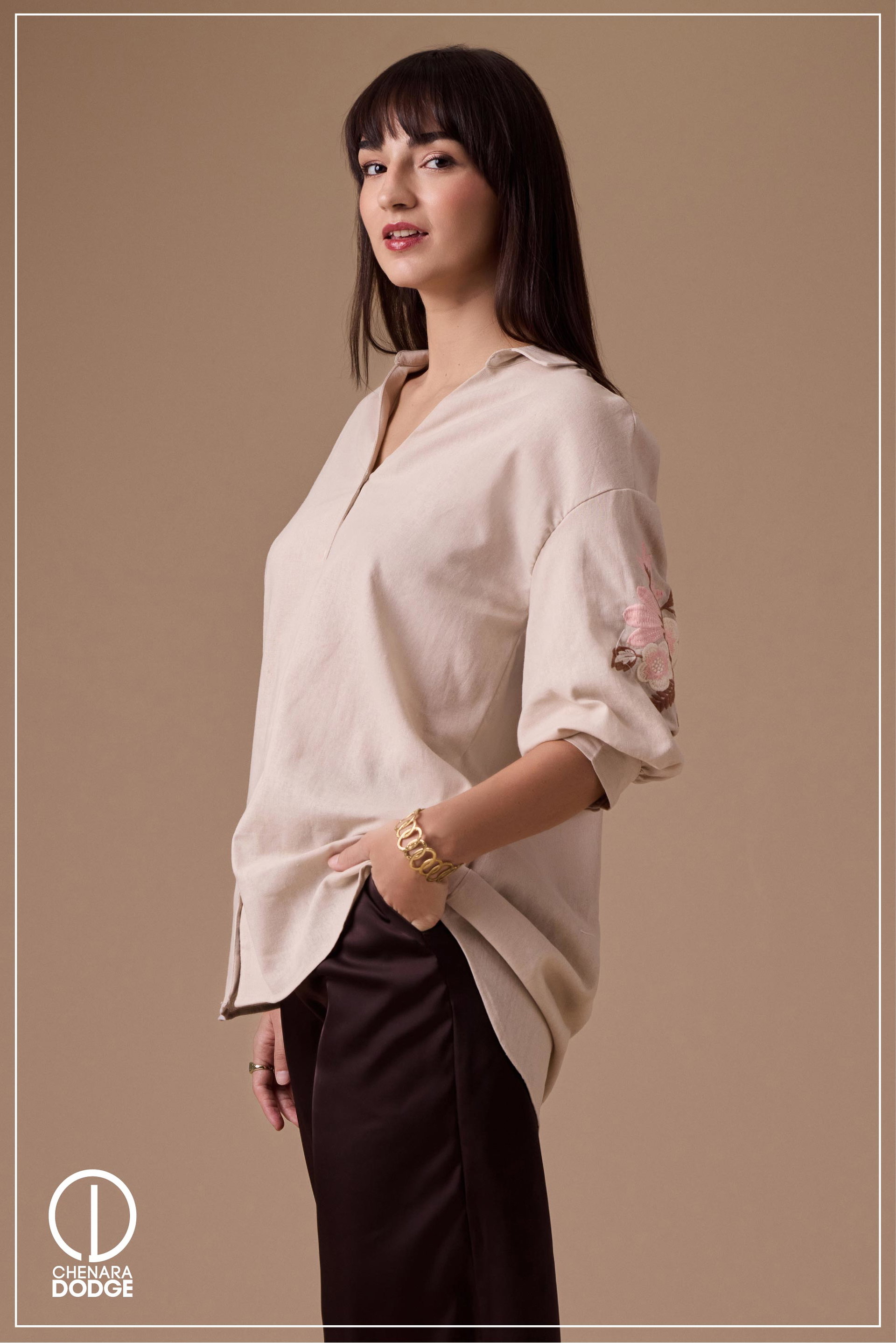 SERENA OVERSIZED EMB SHIRT 