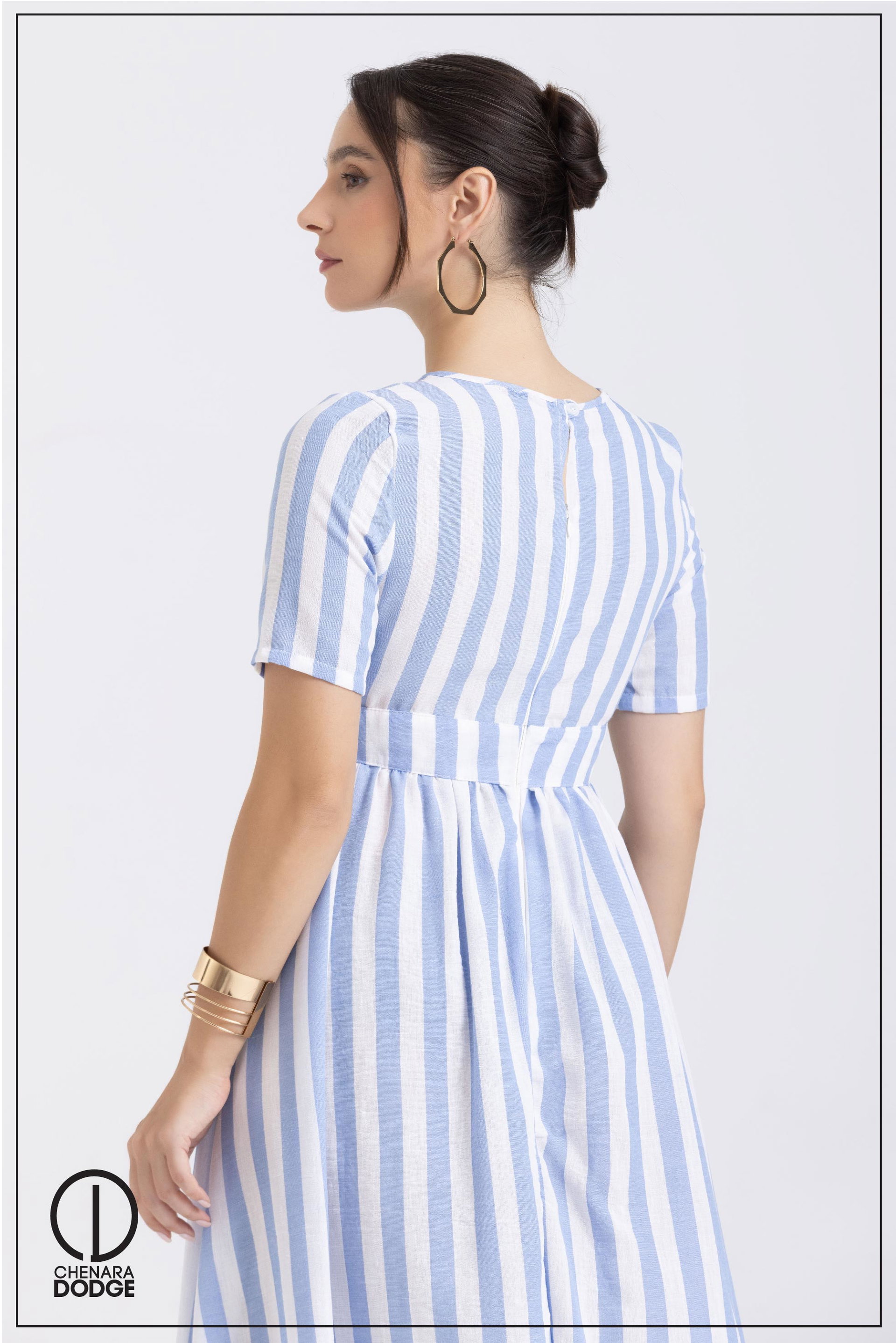 SIDNEY STRIPED POCKET MIDI DRESS