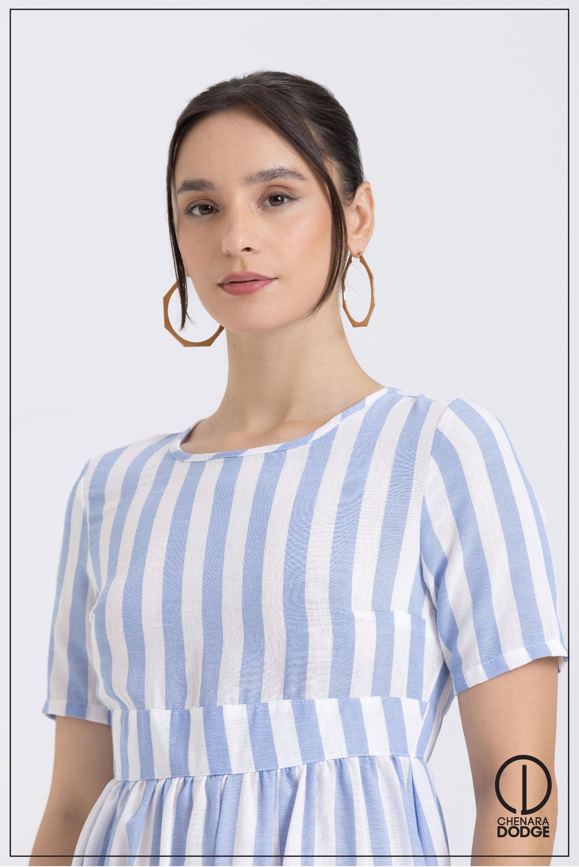 SIDNEY STRIPED POCKET MIDI DRESS