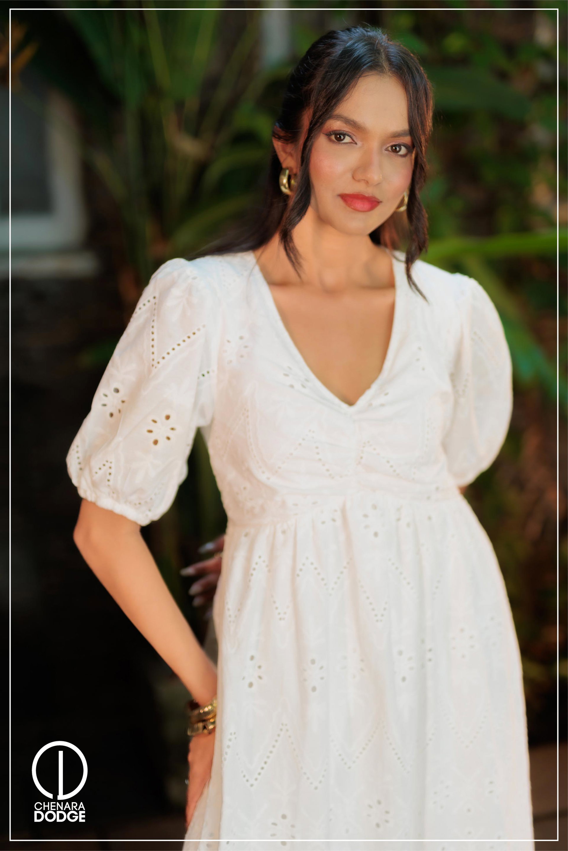 SILVIA PUFF SLEEVE MIDI DRESS