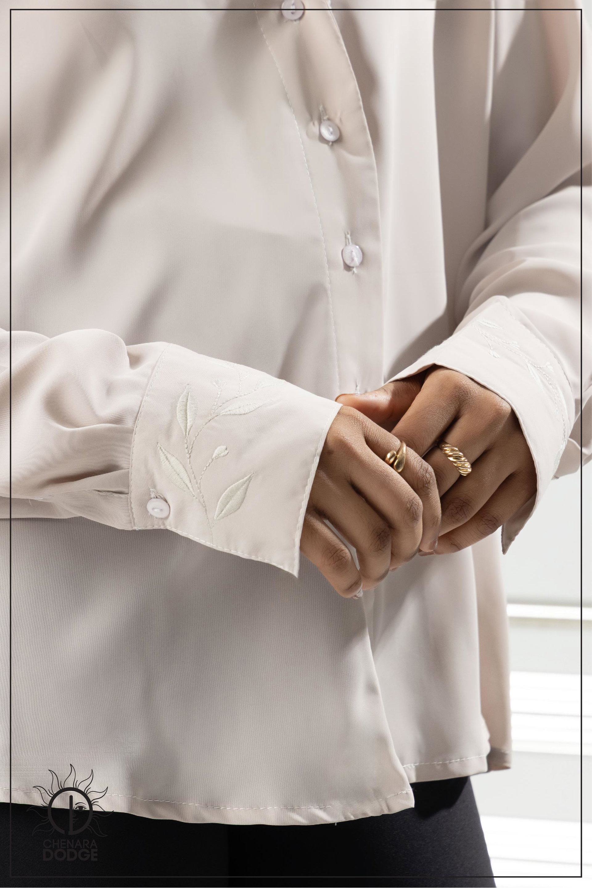 SKYE EMBROIDERED CUFF TOP