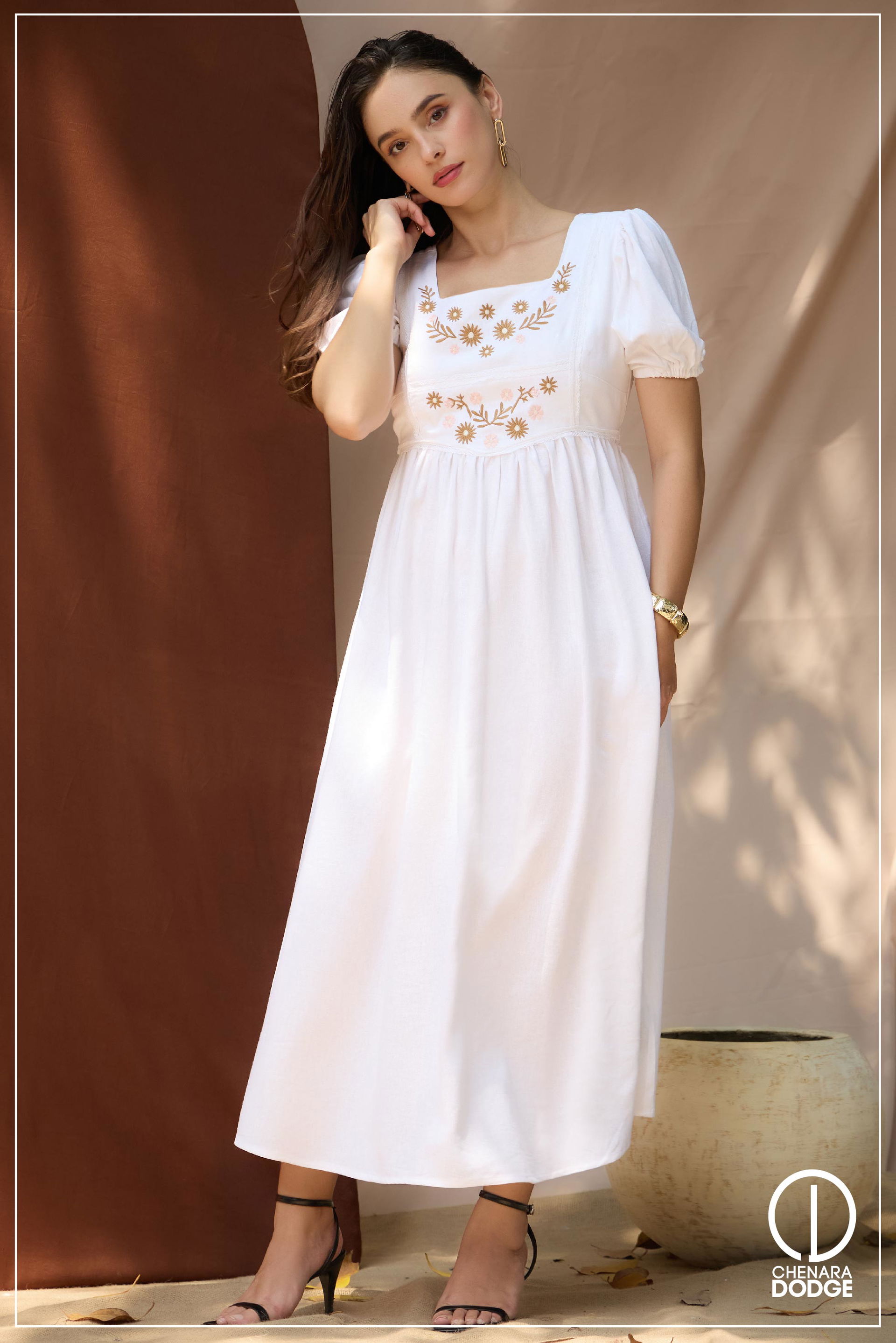 SOFIA EMBROIDERED MIDI DRESS