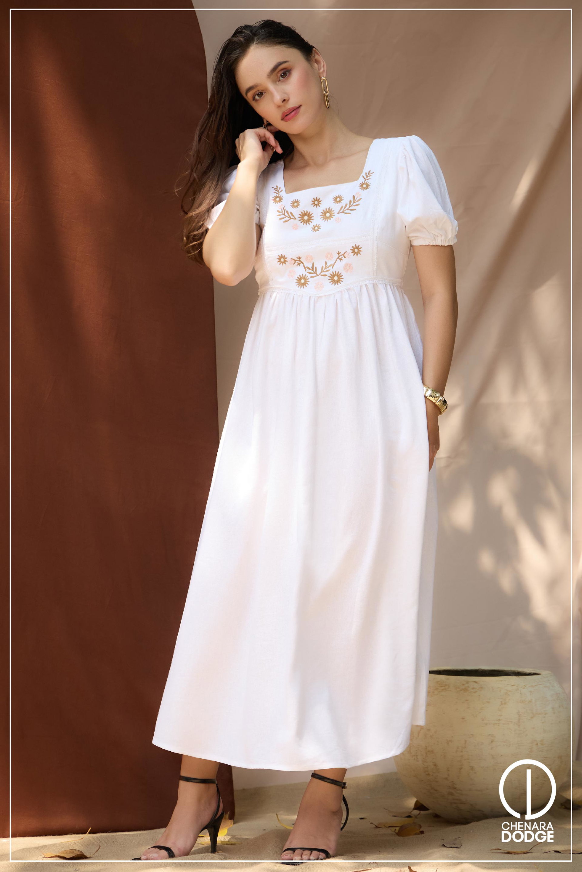 SOFIA EMBROIDERED MIDI DRESS