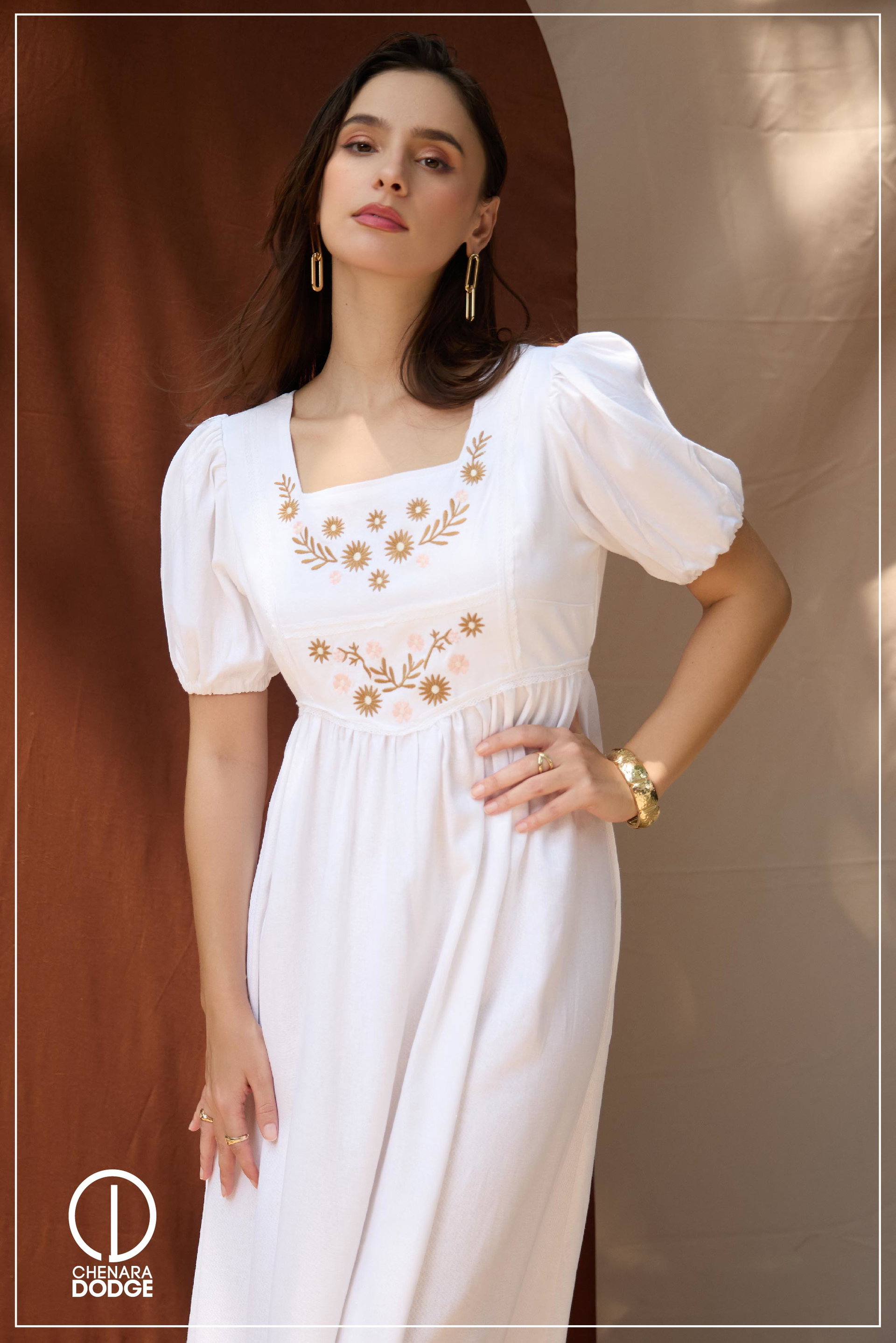 SOFIA EMBROIDERED MIDI DRESS