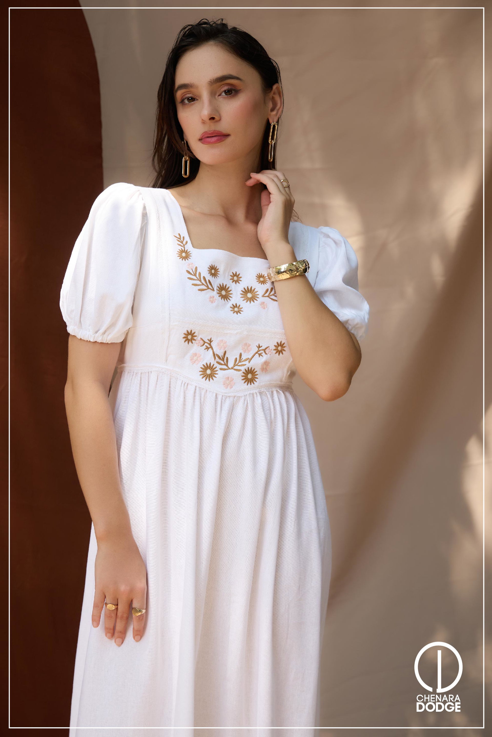 SOFIA EMBROIDERED MIDI DRESS