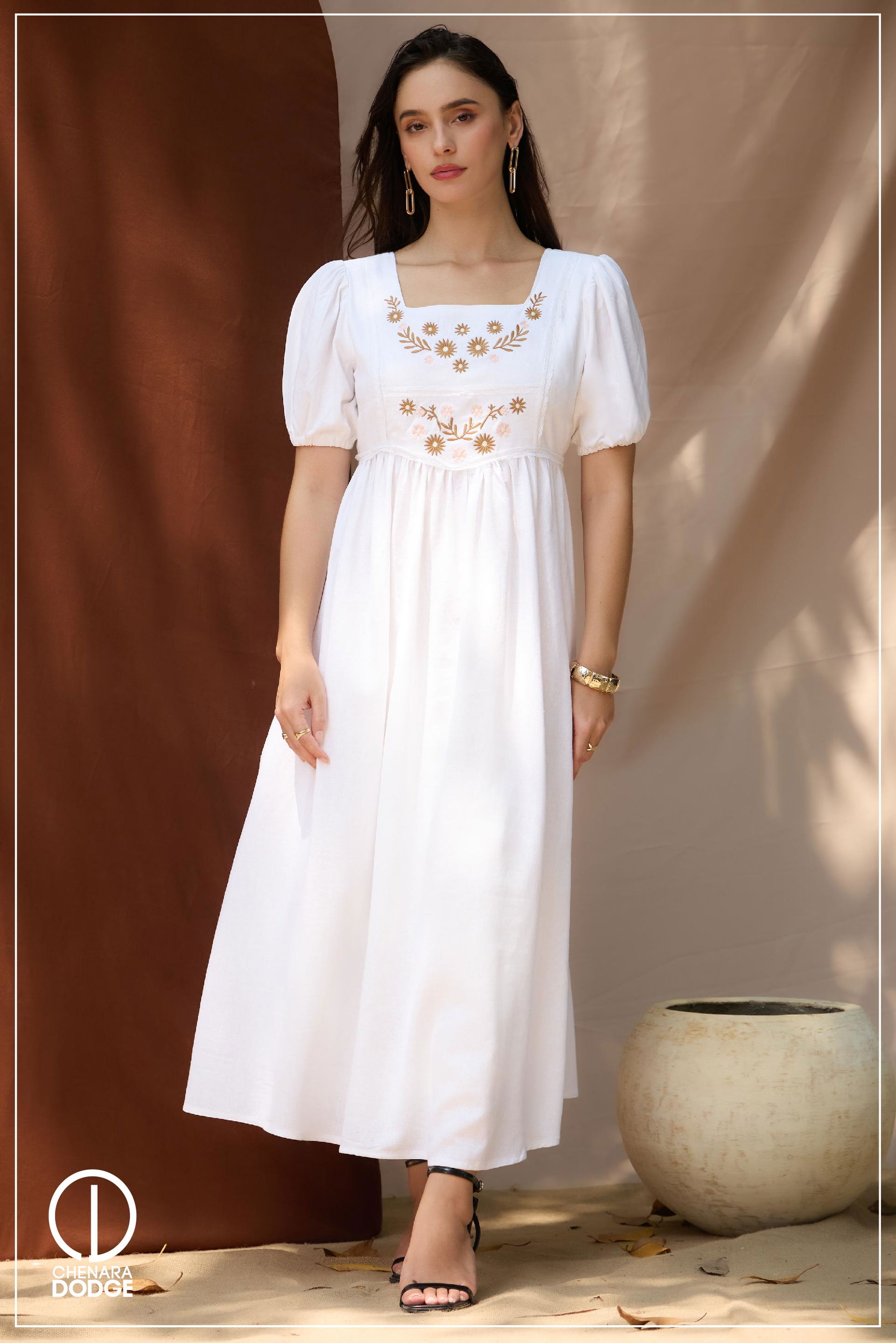 SOFIA EMBROIDERED MIDI DRESS